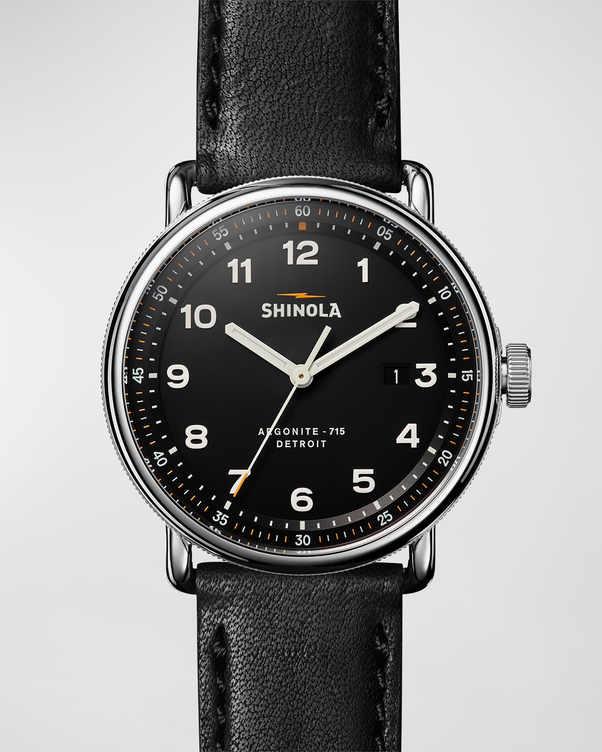 Shop Shinola Men's Canfield Leather Watch, 43mm In Black