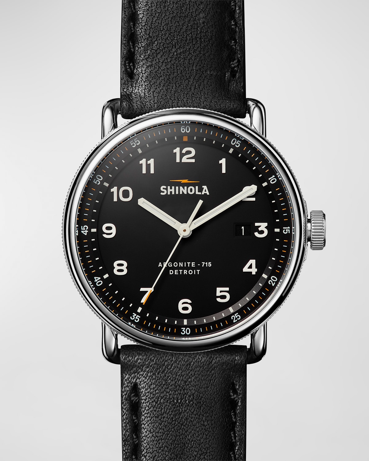 SHINOLA MEN'S CANFIELD LEATHER WATCH, 43MM