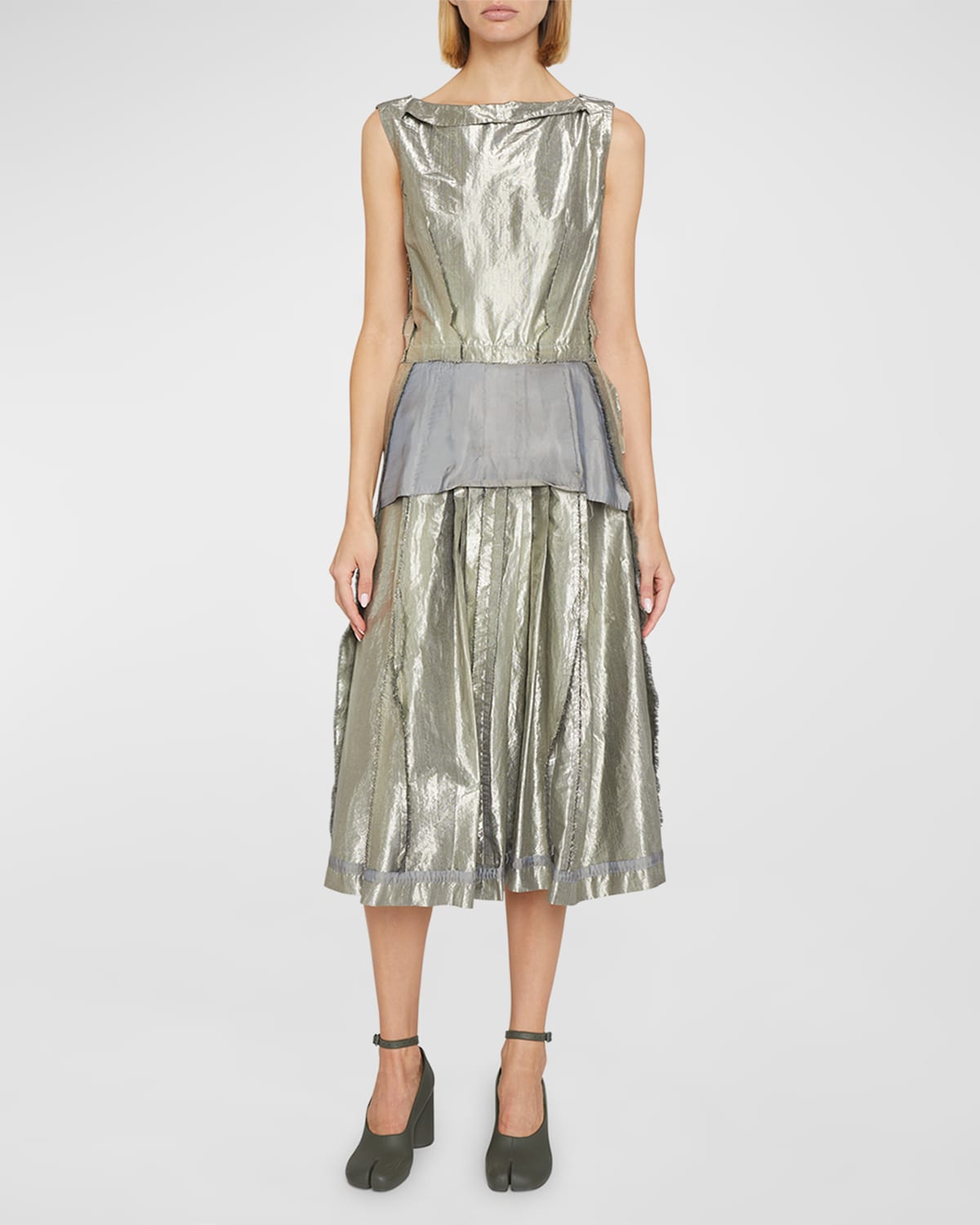 Metallic Deconstructed Midi Dress