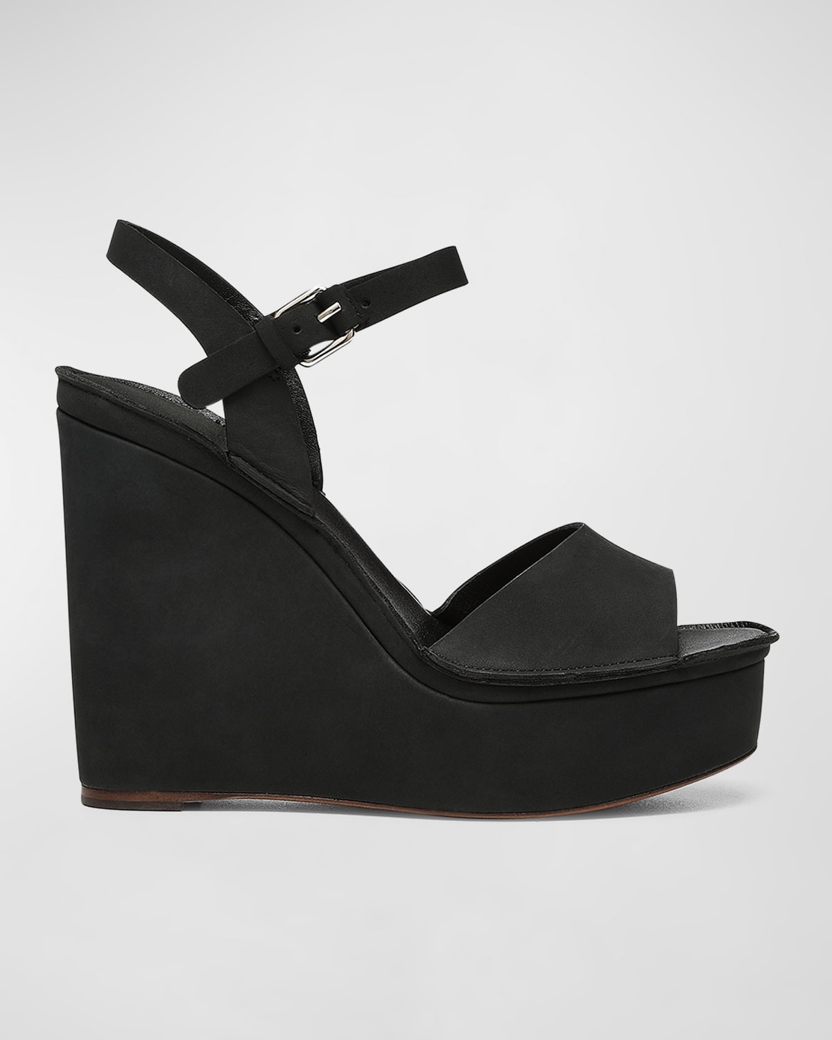 Shop Joie Hindy Suede Ankle-strap Wedge Sandals In Blk