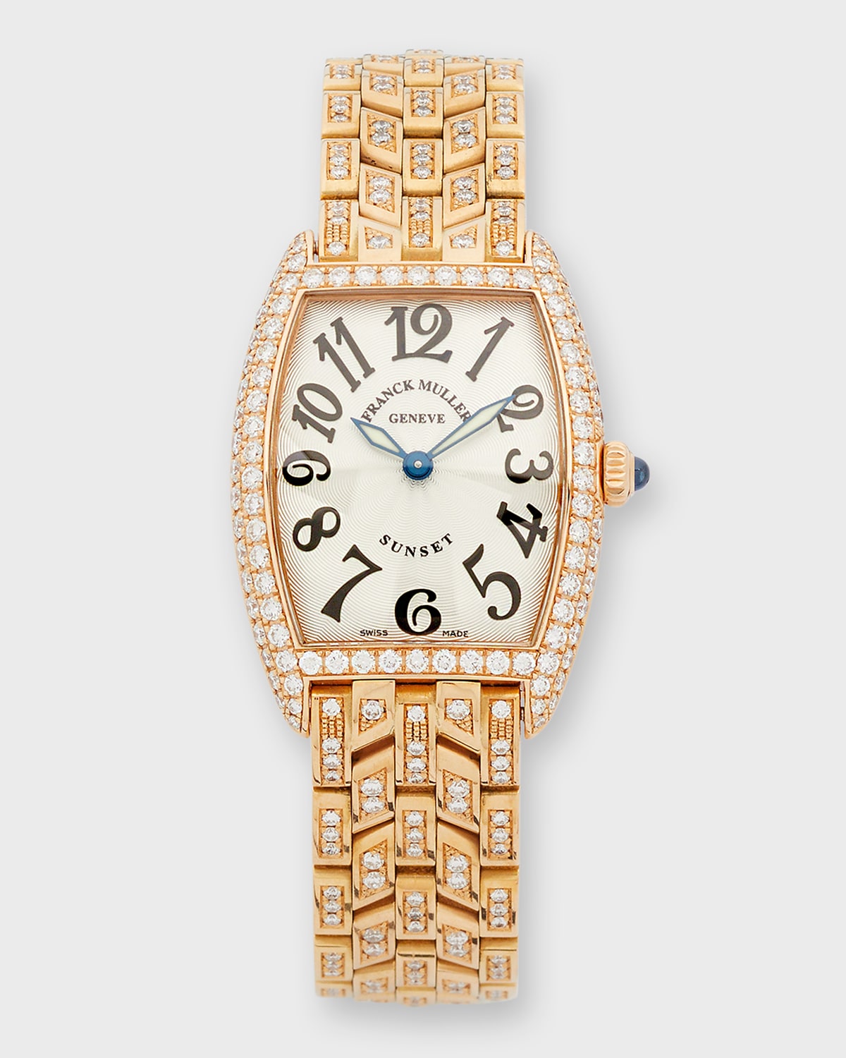 Franck Muller Cintree Curvex 18k Diamond Pave Bracelet Watch In Gold
