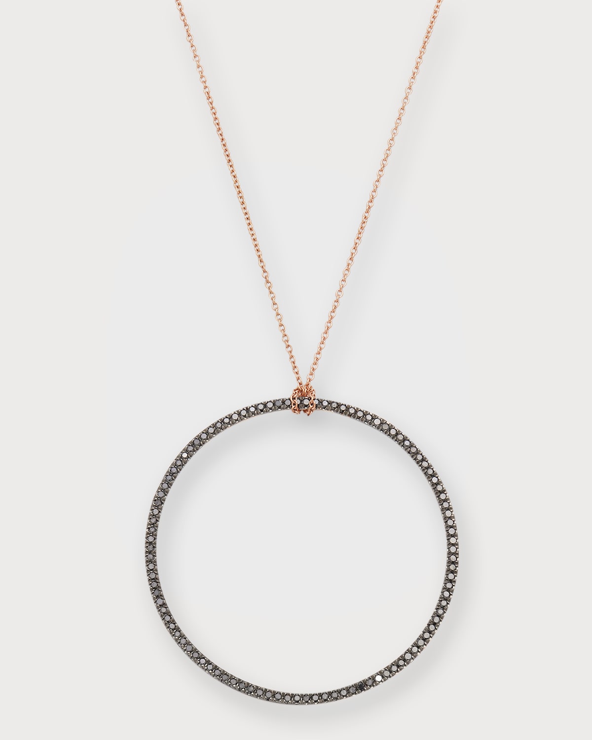 Ginette Ny 18k Rose Gold Black Diamond Circle On Chain Necklace