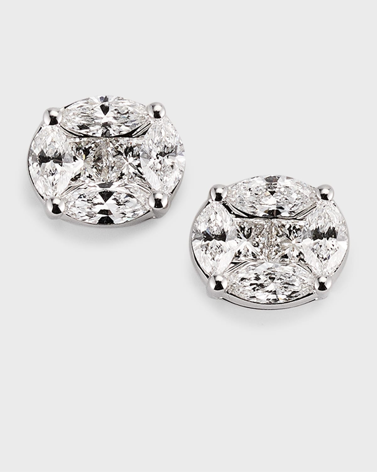 Zydo 18k White Gold Diamond Stud Earrings In Metallic