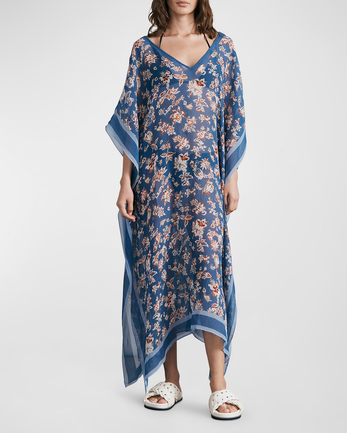 Rag & Bone Kaia Silk-blend Kaftan In Blurtrfl