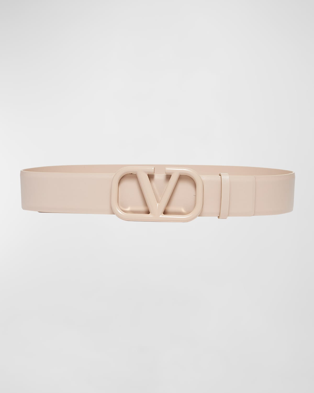 Valentino Garavani Lacquered V-logo Leather Belt In Powder Rose