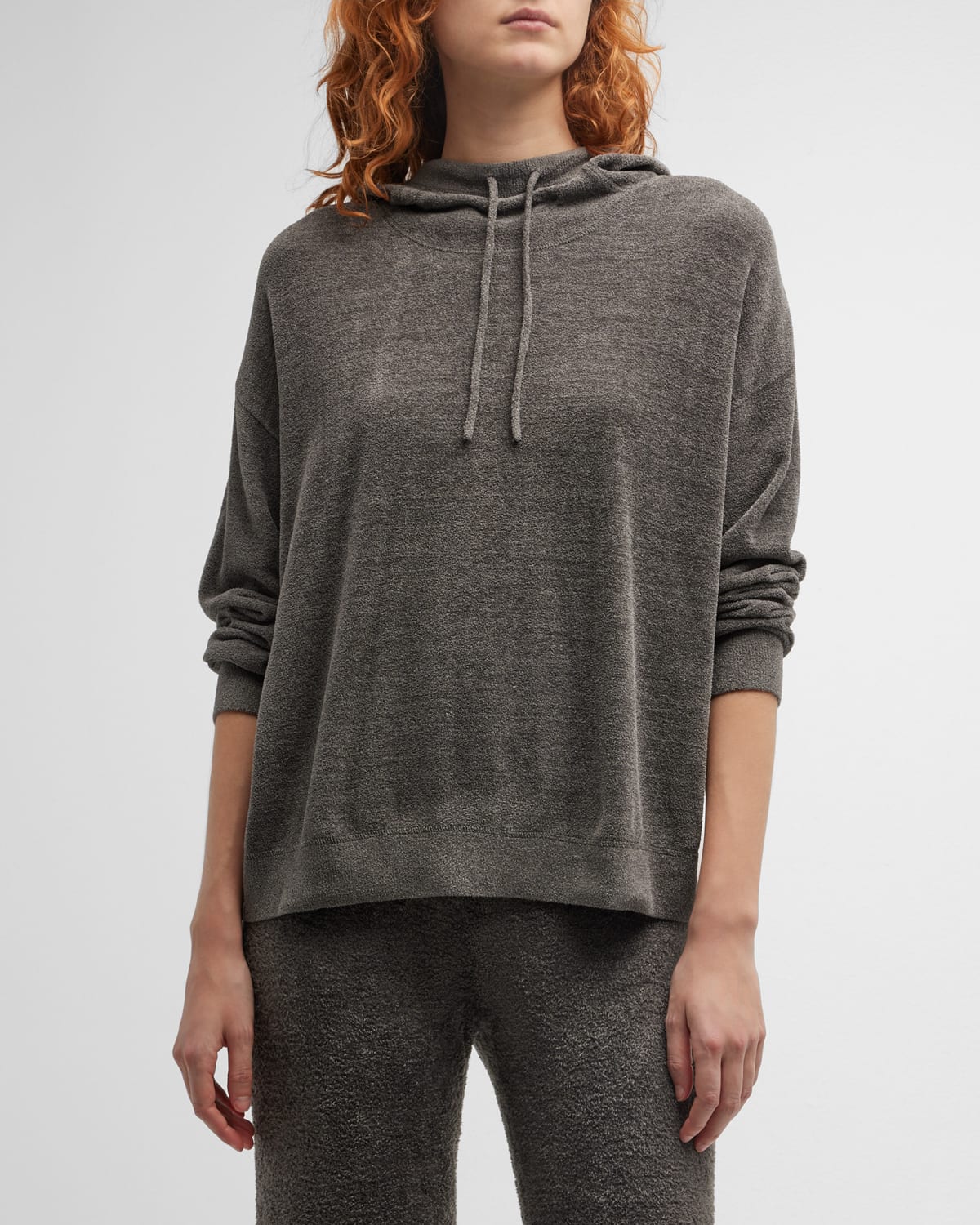 Hooded Funnel-Neck Pullover