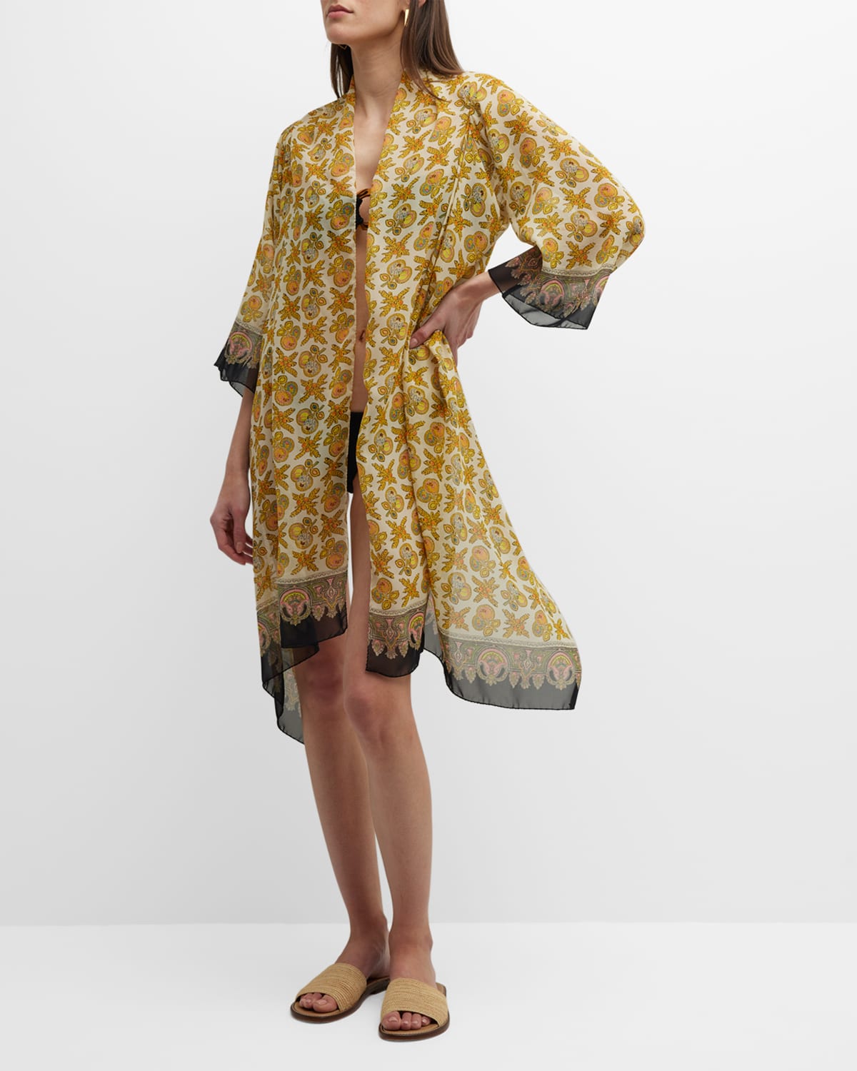 Etro Micro Apple Silk Wrap In White