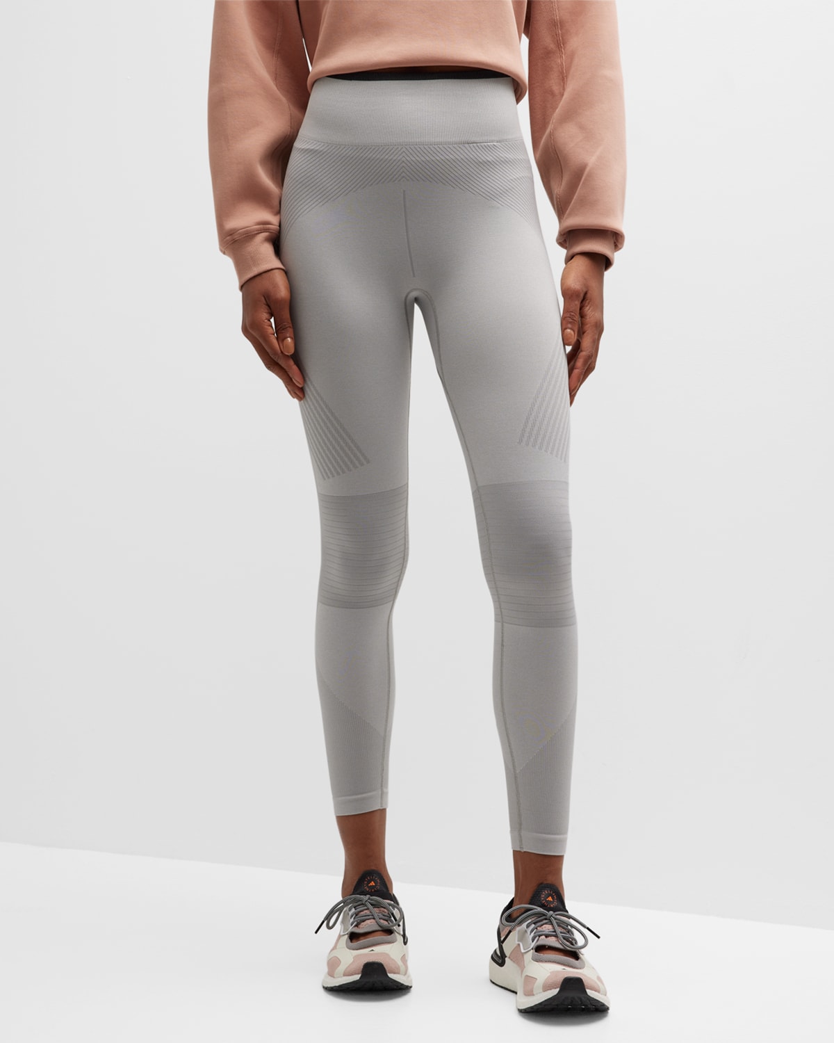 Adidas By Stella Mccartney Truestrength Seamless Yoga Tights In Mgsogrwhiteblack
