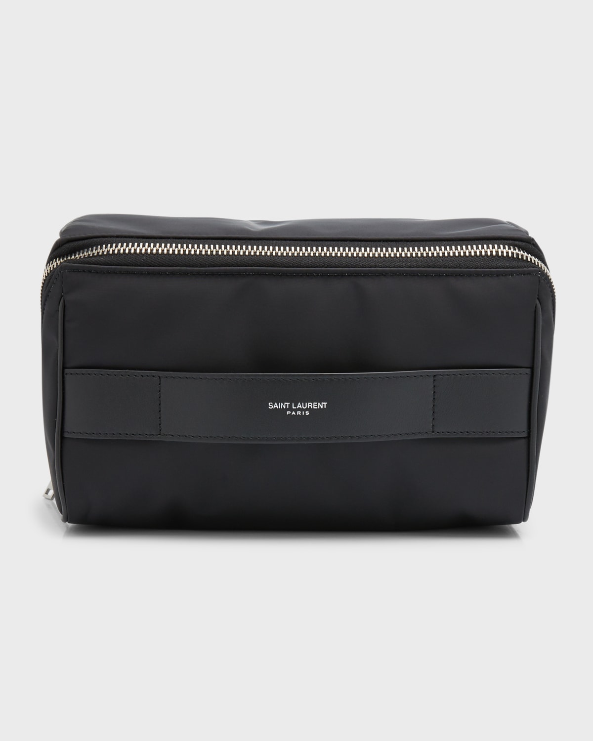 Shop Saint Laurent Men's Nylon Toiletry Pouch In Nero