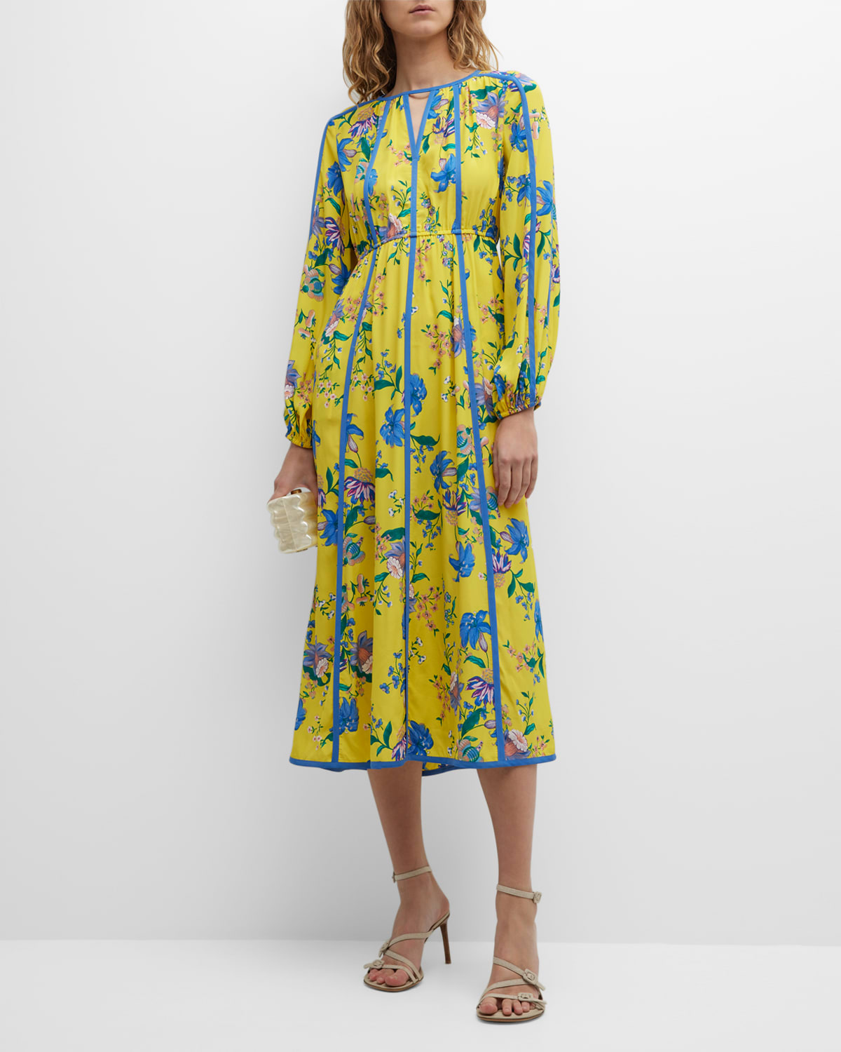 Scott Floral-Print Blouson-Sleeve Maxi Dress