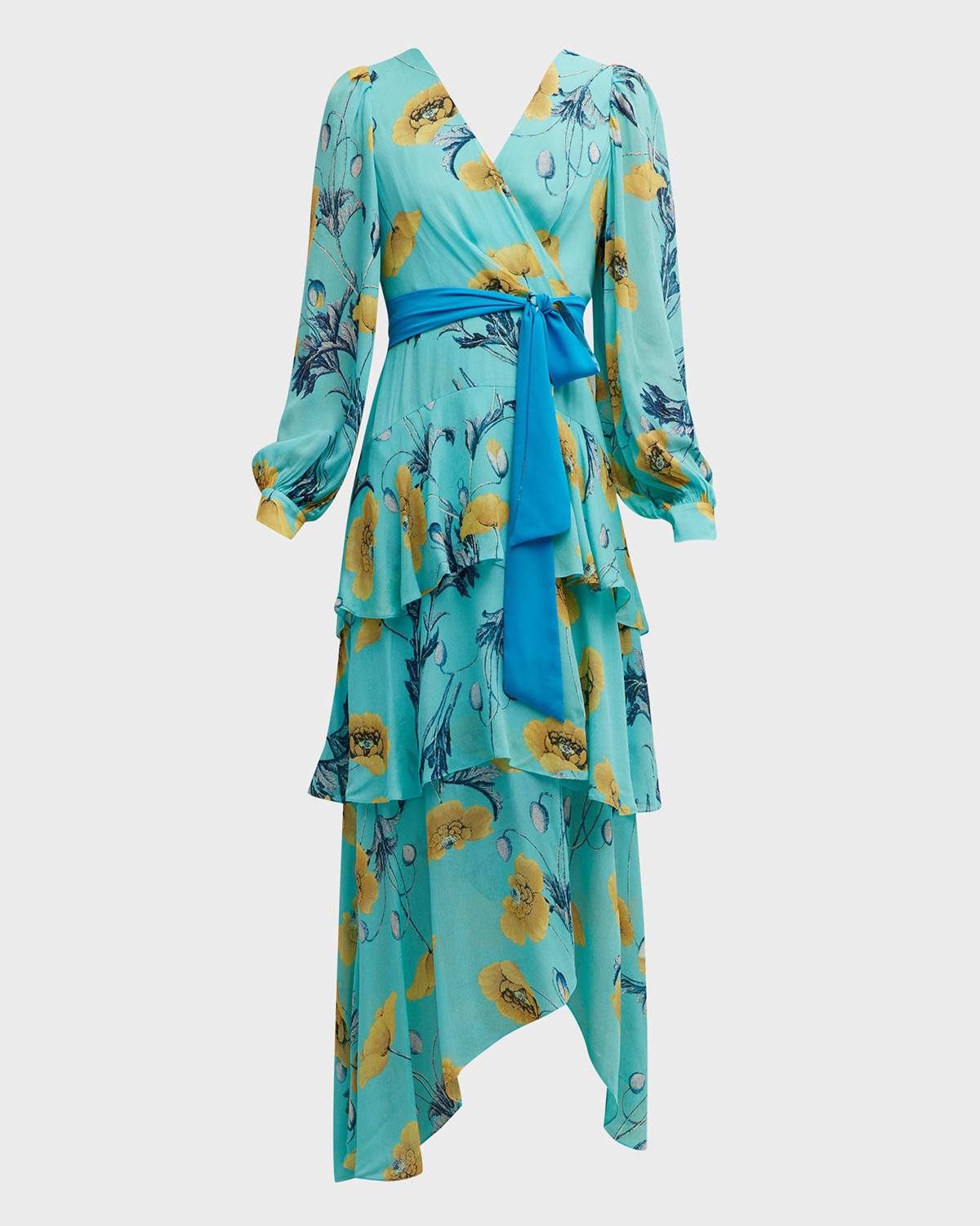 Dvf ruffle sleeve high low maxi dress best sale