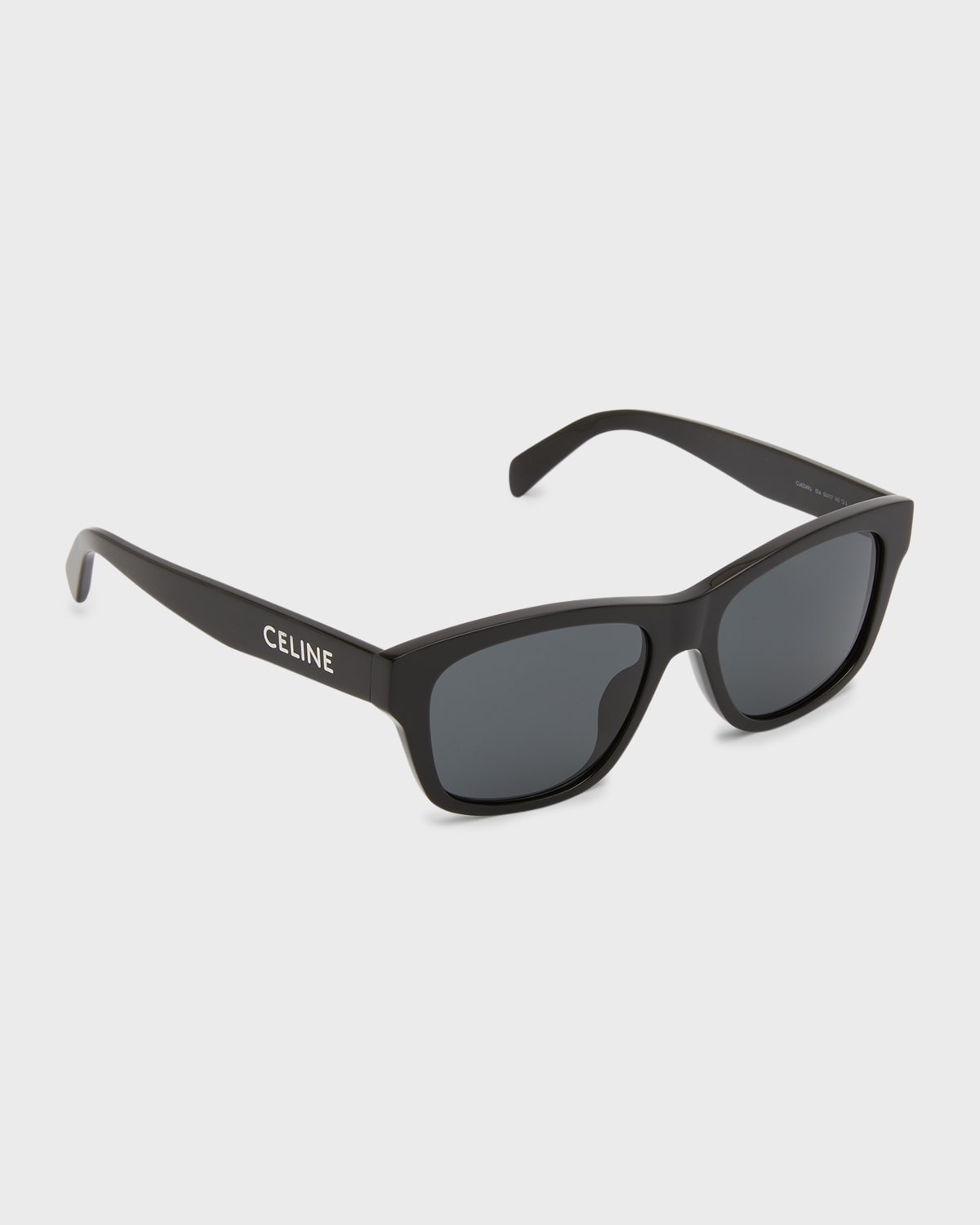 Celine Rectangular Acetate Sunglasses In Shiny Black Smoke