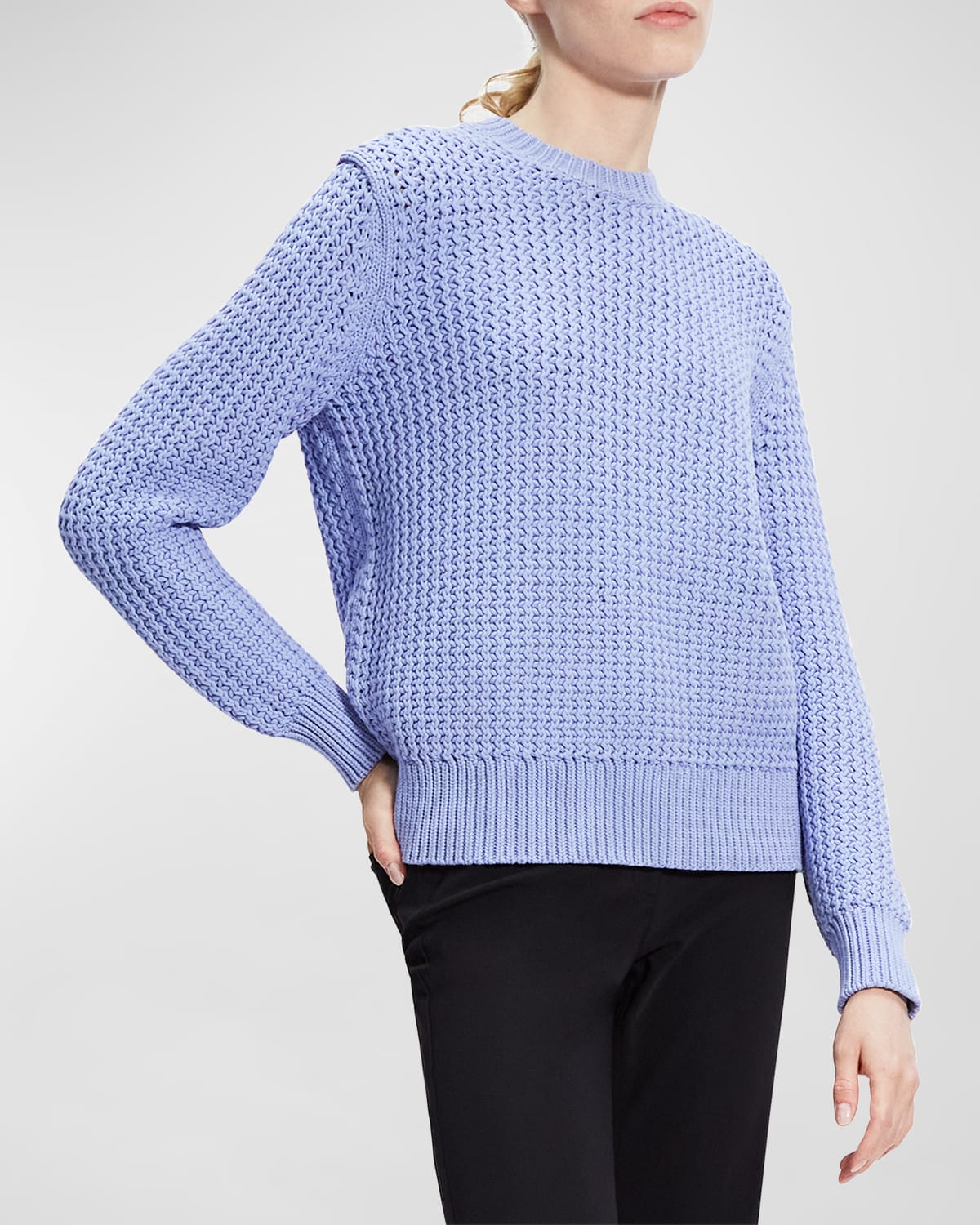 Theory Rickrack Ribbed Cotton Blend Sweater In Regatta