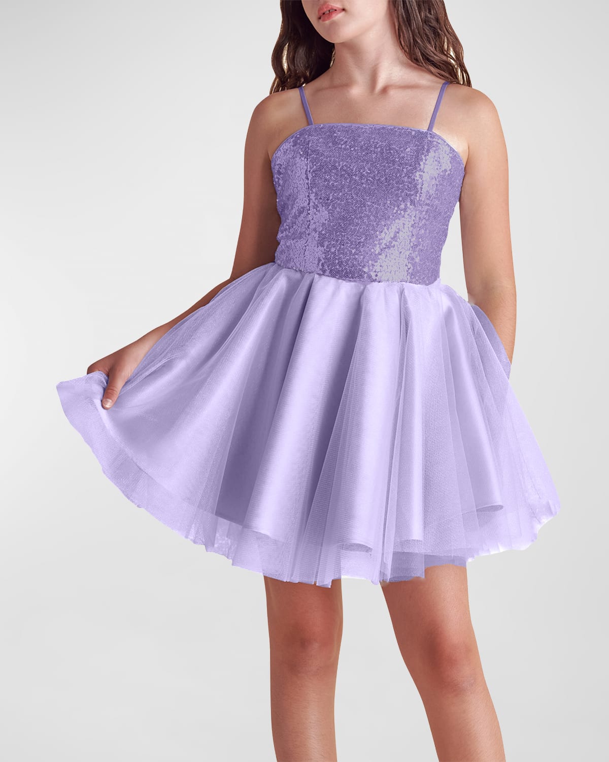 Girl's Sequin & Tulle Mini Dress, Size 7-16