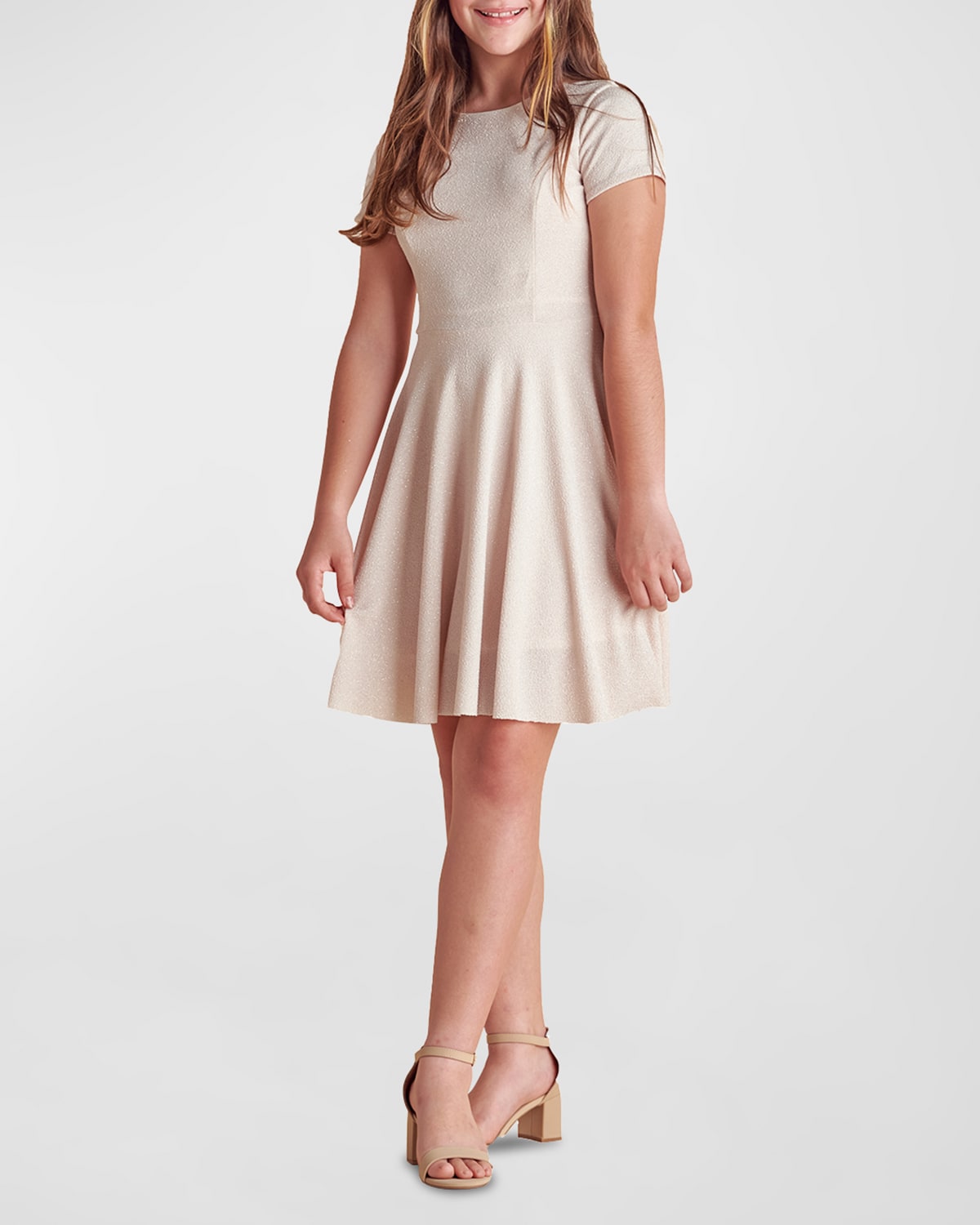 Girl's Glitter Fit-&-Flare Mini Dress, Size 7-16