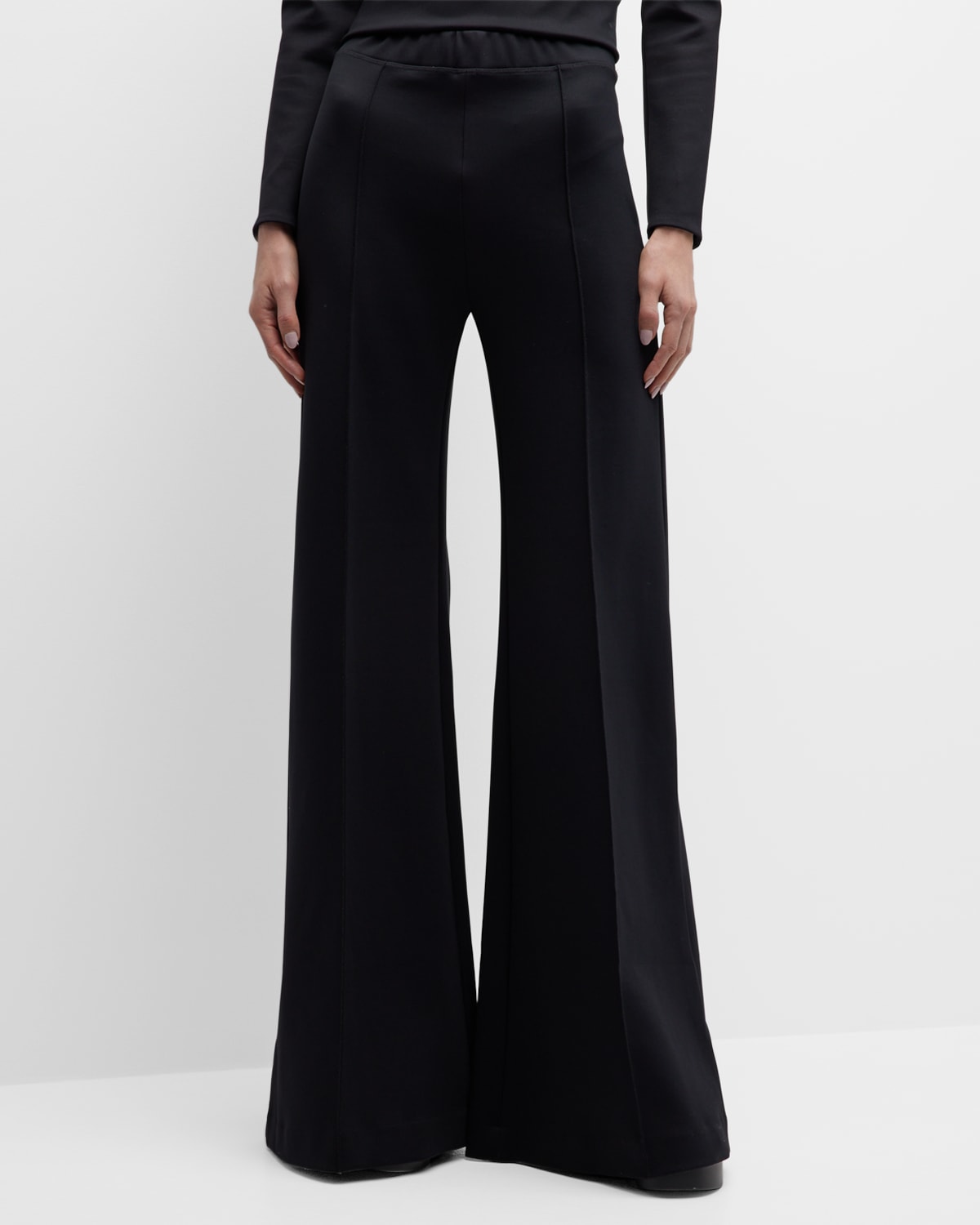 Rosetta Getty Pintuck Flare Scuba Pants In Black