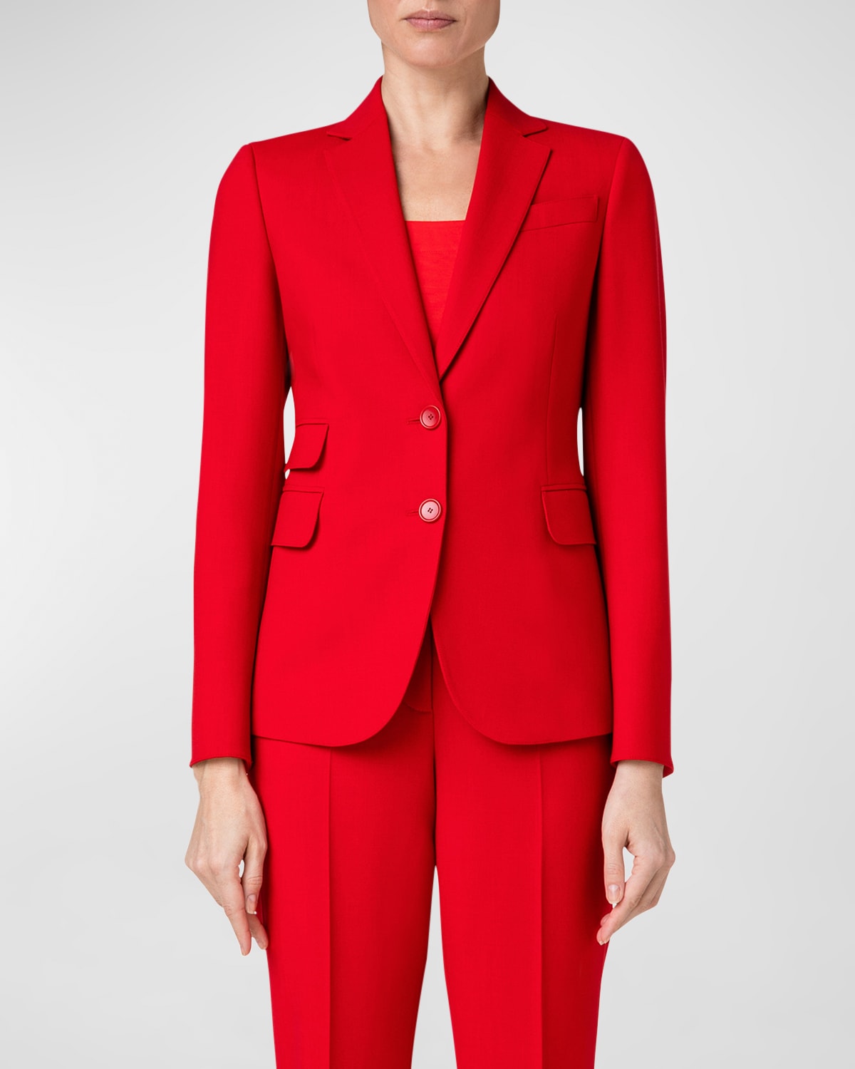 Akris Punto Crepe Single-breasted Blazer Jacket In Red