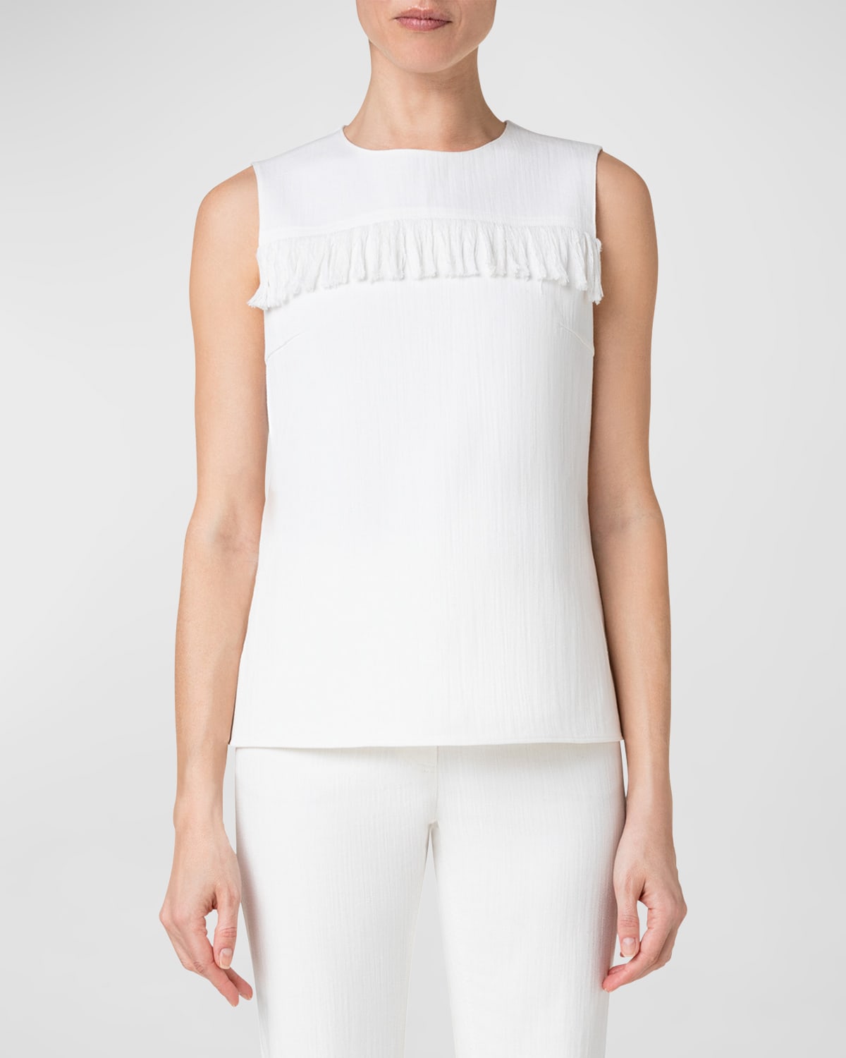 Akris Punto Fringed Denim Tank Top In Cream
