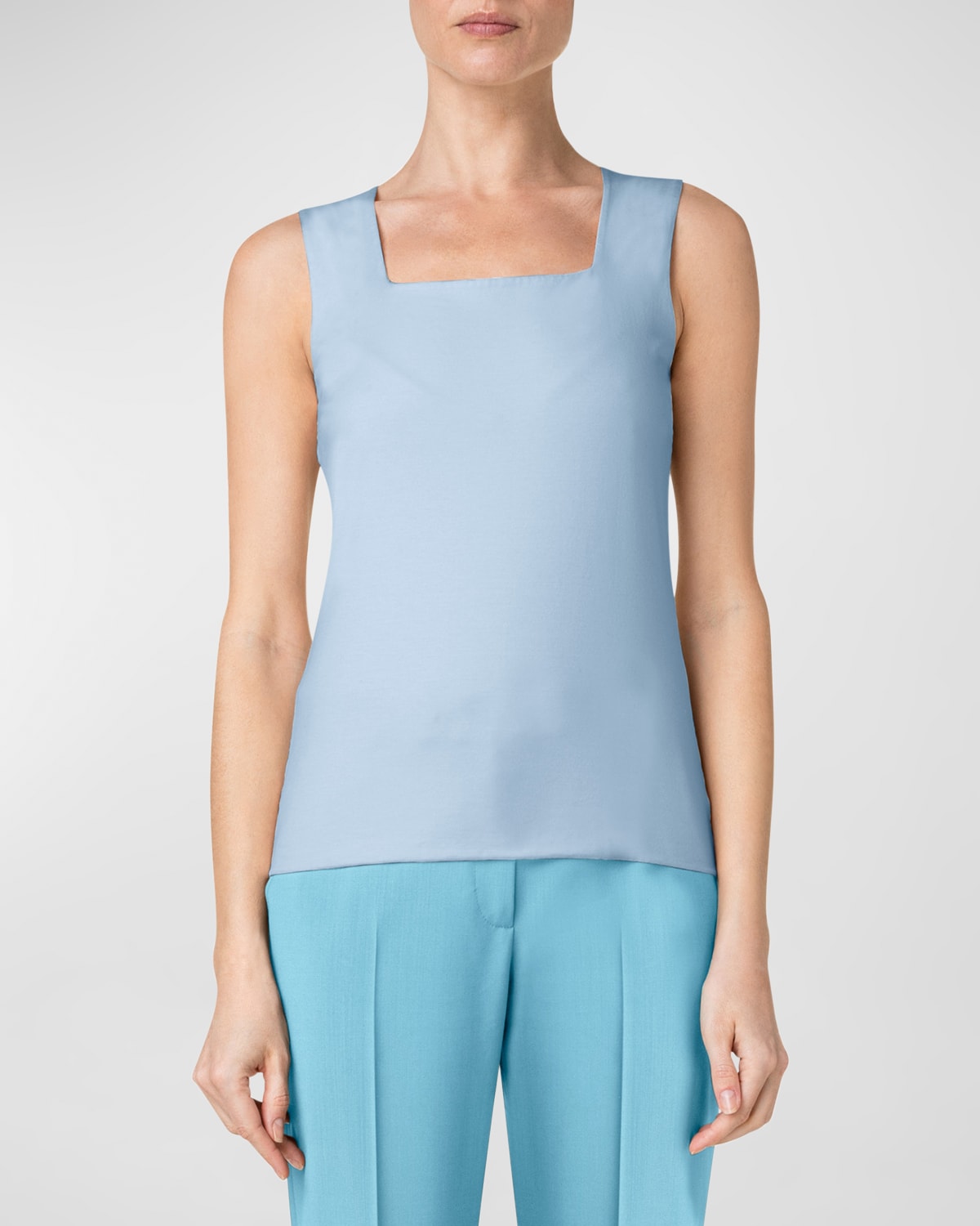 Akris Punto Dot Detail Stretch Jersey Tank In Sky