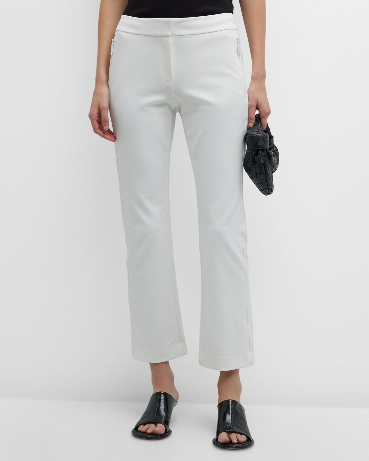 Lafayette 148 Manhattan Cropped Flare Pants In White