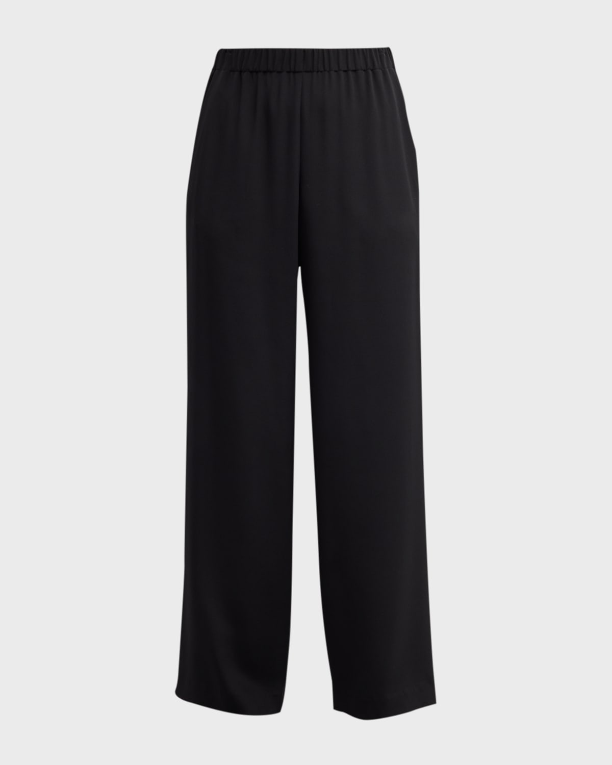 Shop Lafayette 148 Perry Wide-leg Stretch Silk Pants In Black