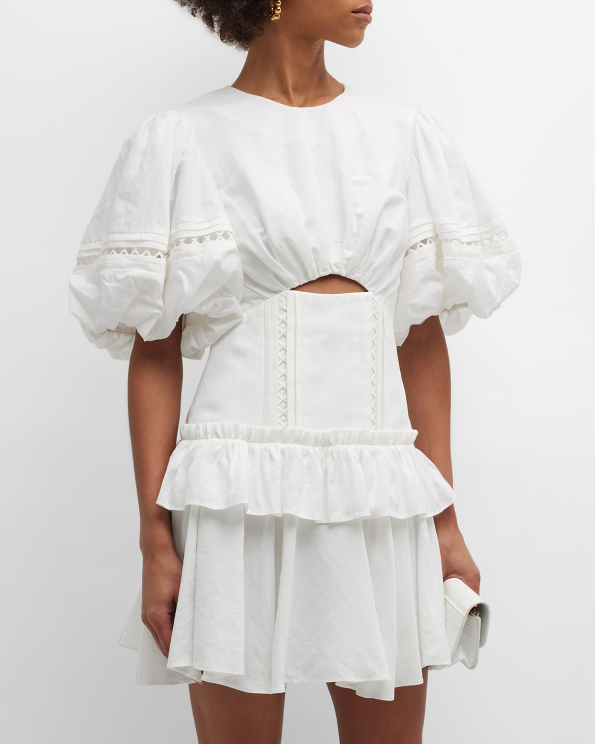 Acler Clovelly Ruffle Mini Dress In White