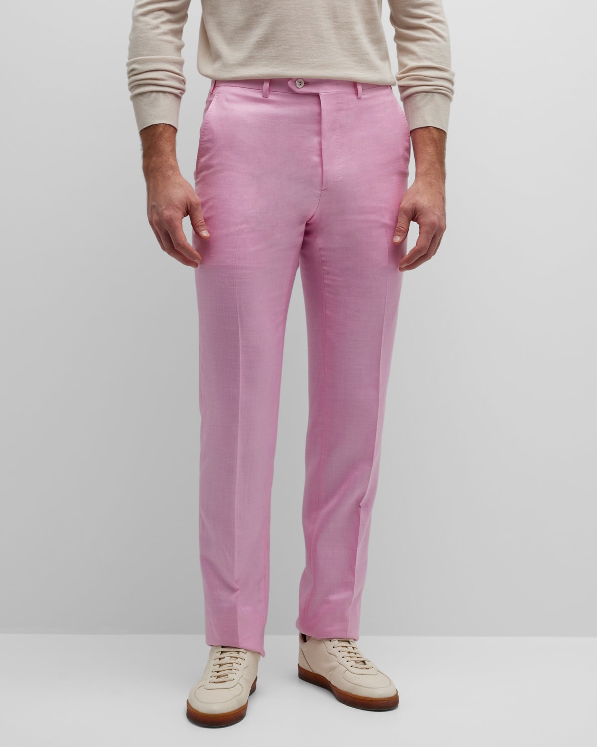 Men's Solid Wool-Cashmere Trousers