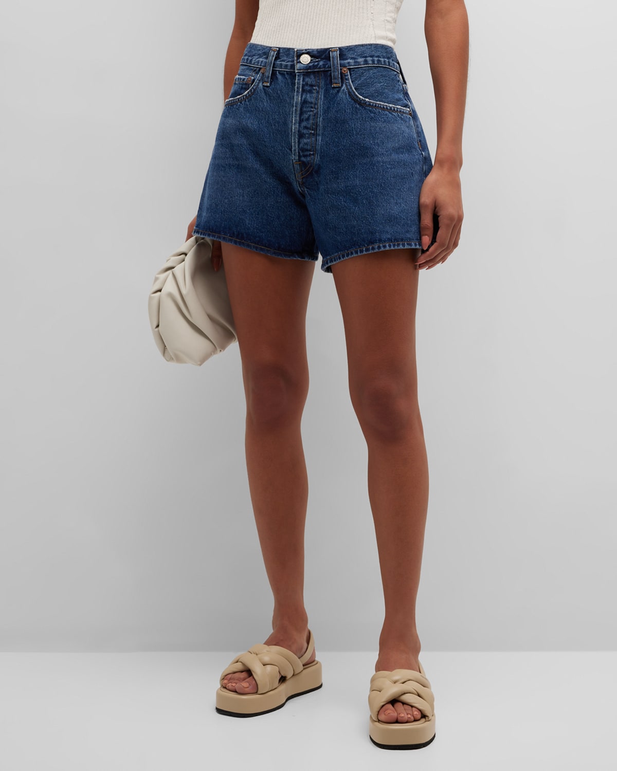Shop Agolde Parker Relaxed Denim Shorts In Enamour