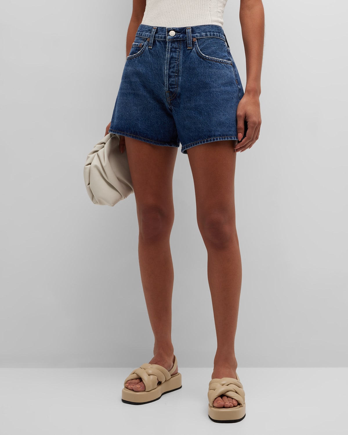 Agolde Parker Cutoff High Waist Relaxed Organic Cotton Denim Shorts In Enamour