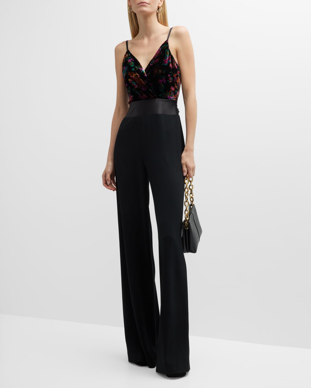 Ramy Brook Paige Floral Mixed Media Jumpsuit In Velvet Multi ModeSens