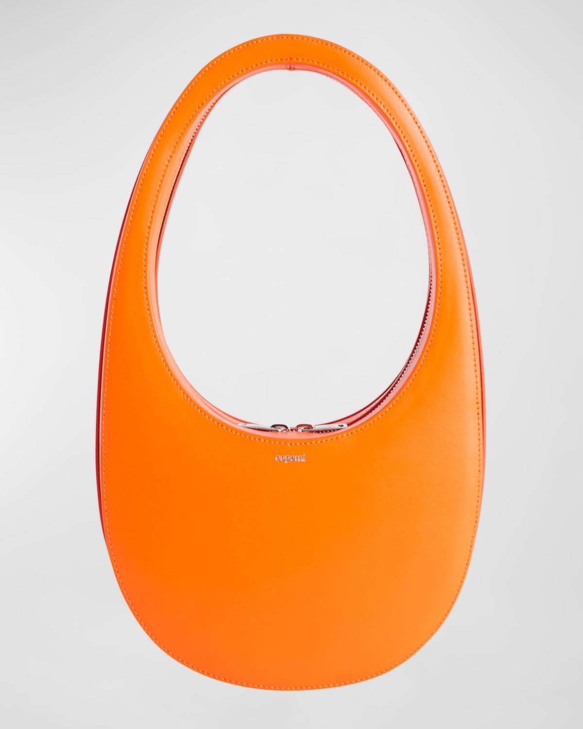 Coperni Swipe Zip Leather Top-handle Bag In Bright Orange