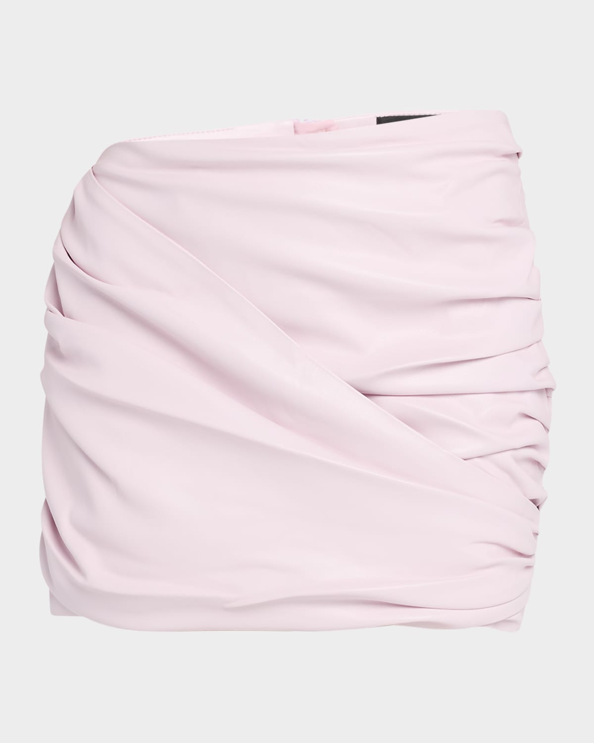 Lamarque Astrid Ruched Faux-leather Mini Skirt In Pink Parasol