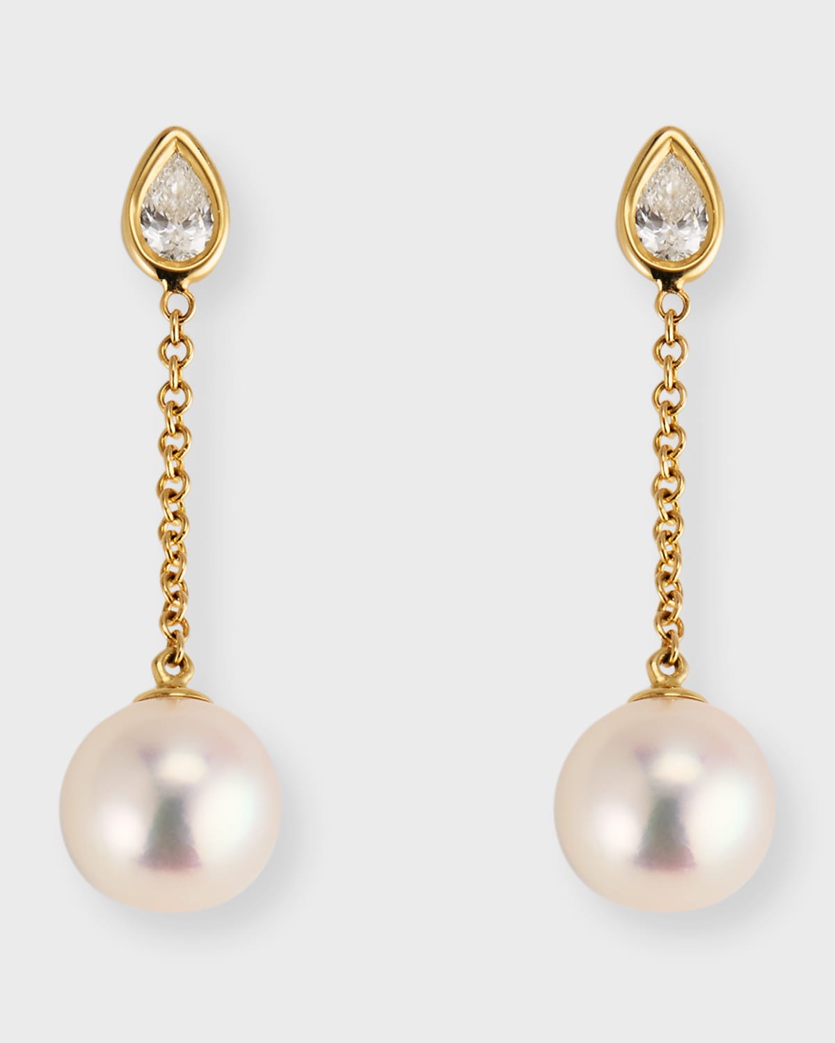 Mizuki 14k Gold Single-pearl Drop Earrings With Diamonds