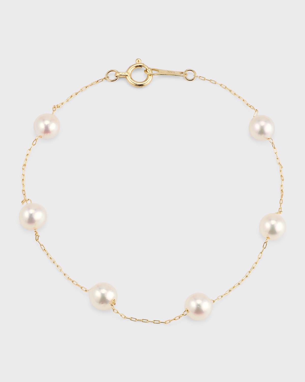 Mizuki 14k Gold Multi-pearl Chain Bracelet