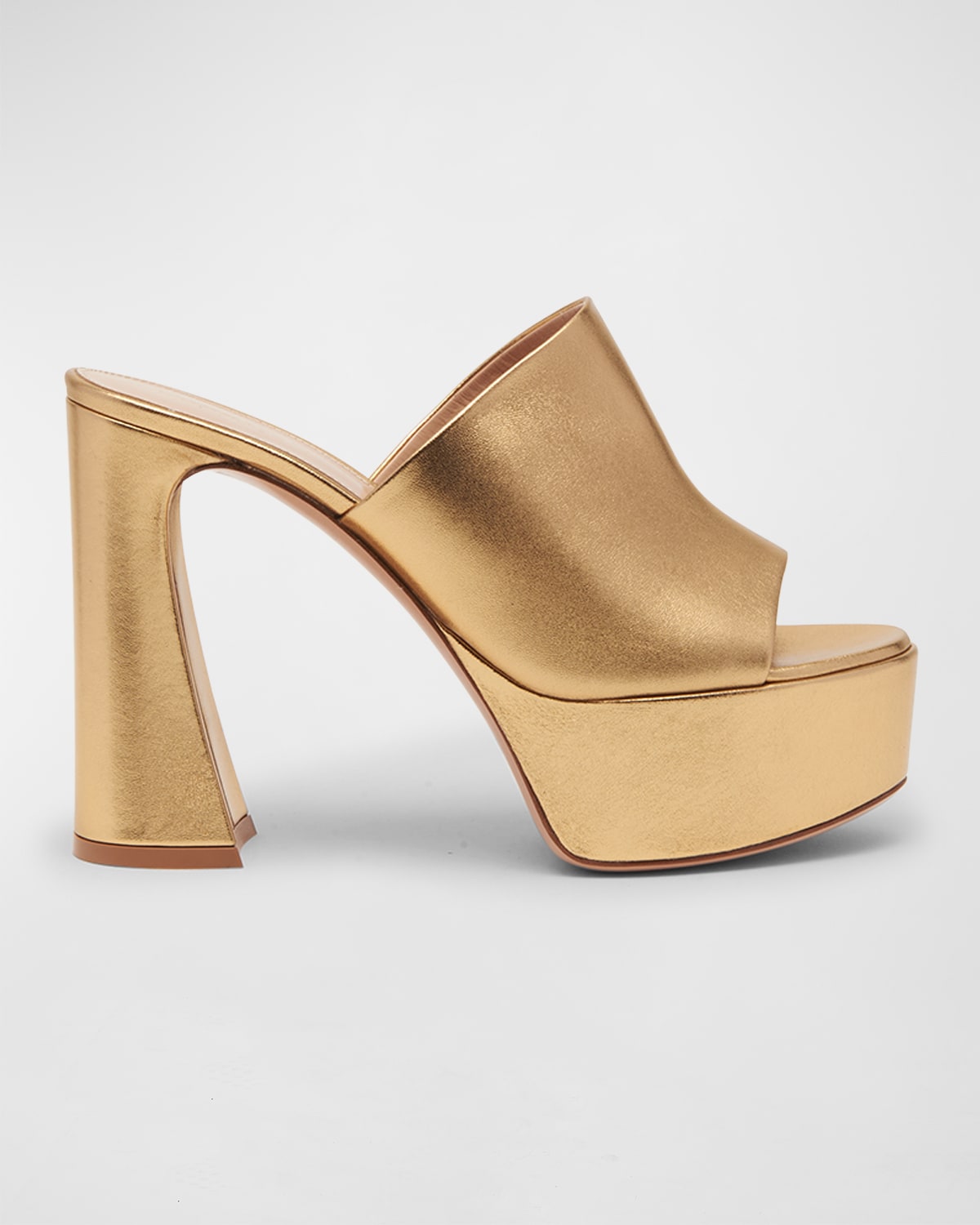 Gianvito Rossi Metallic Platform Mule Sandals In Mekong