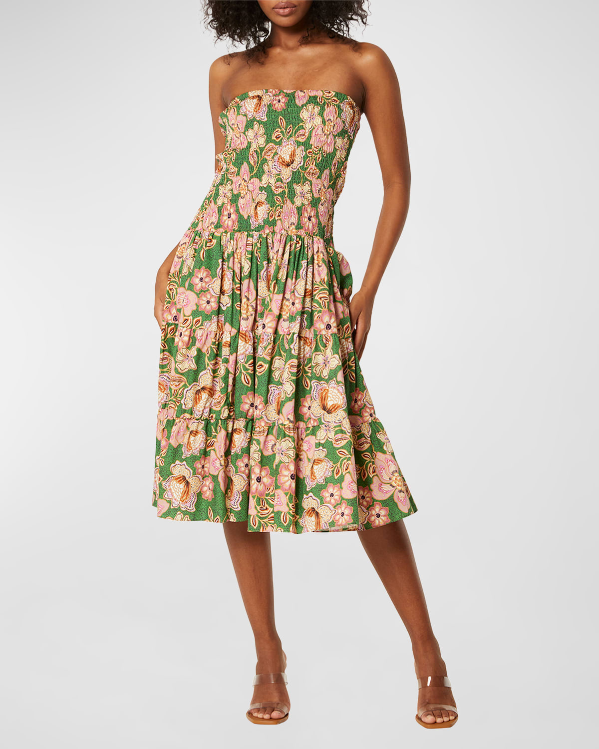 MISA Los Angeles Lola Smocked Cotton Convertible Skirt Dress