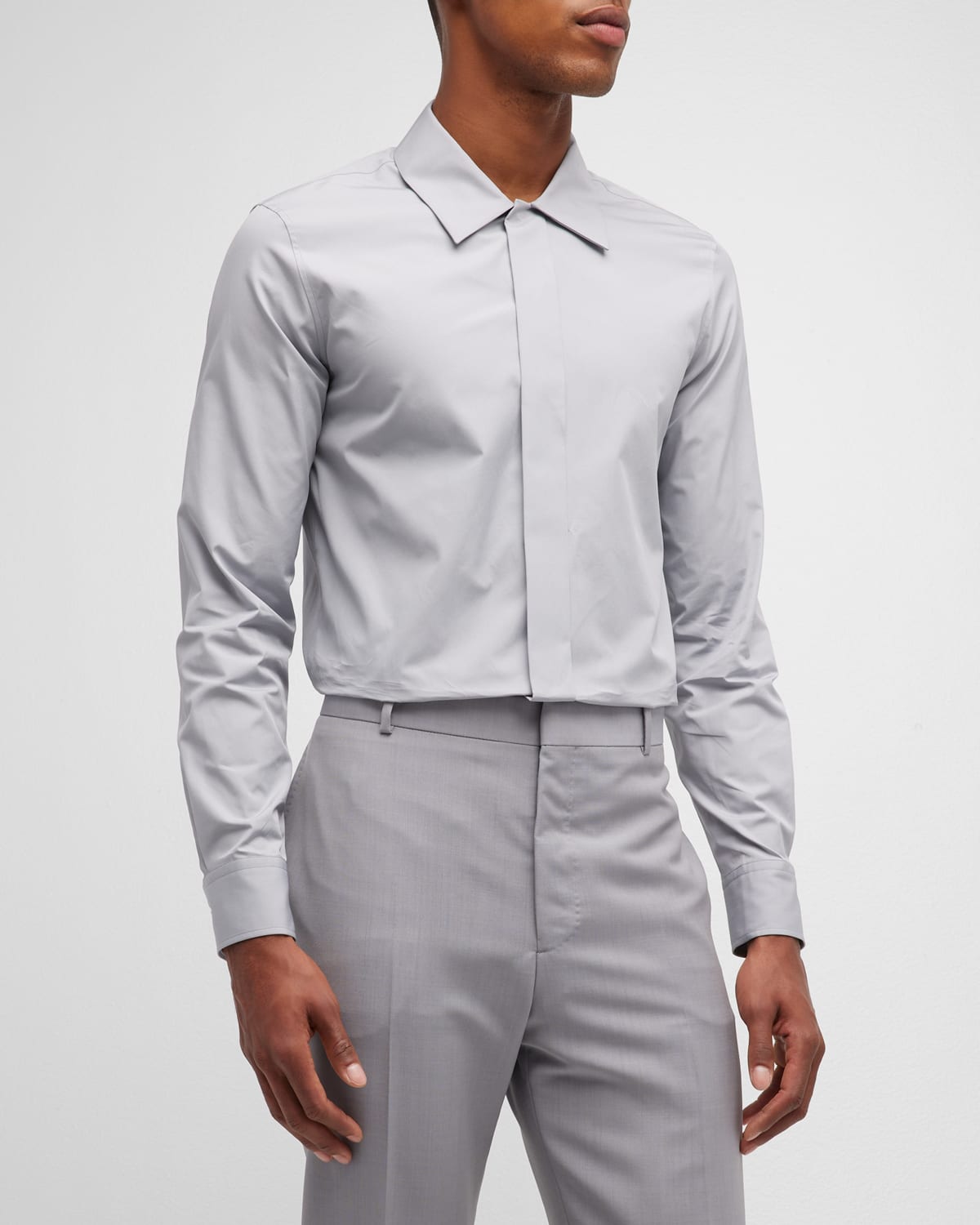 Alexander Mcqueen Men's Cotton Poplin Sport Shirt In Dove Grey