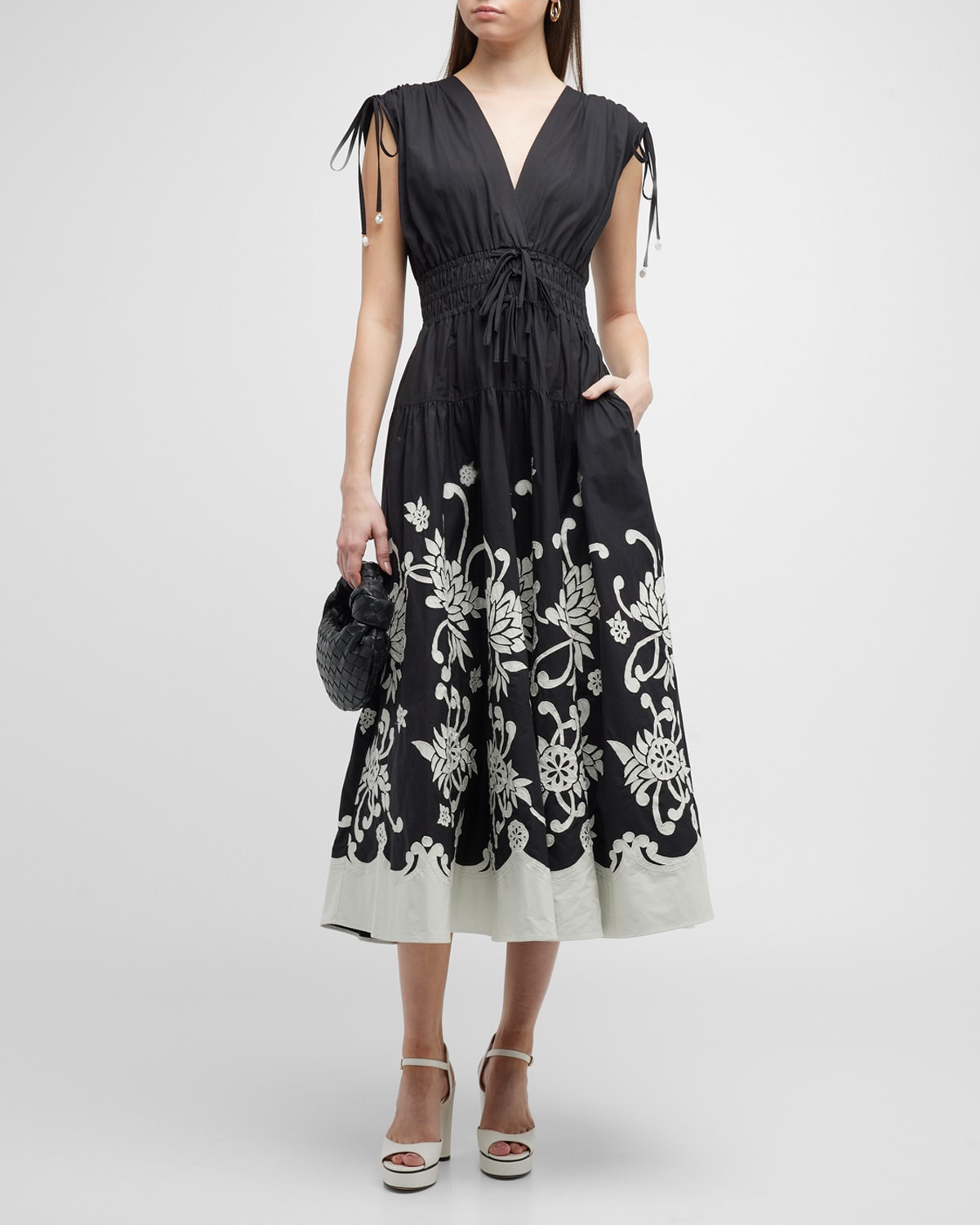 Fatima Embroidered A-Line Midi Dress