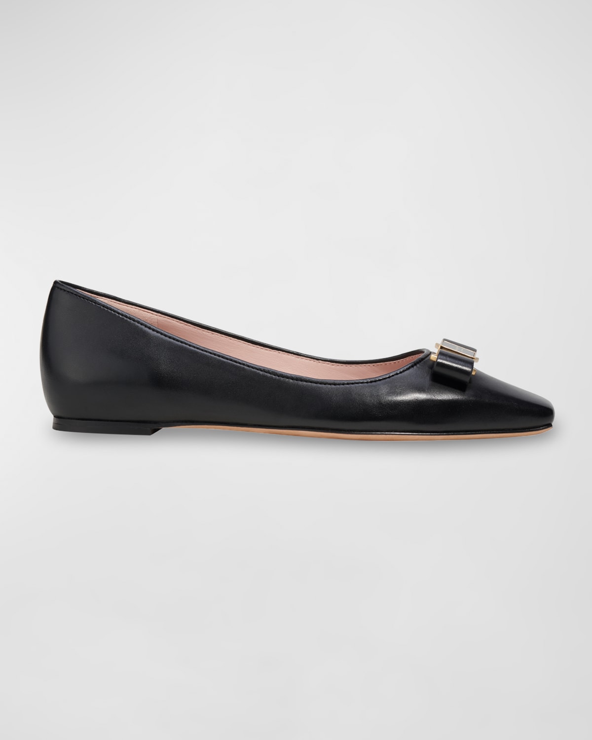 Kate Spade Bowdie Leather Ballerina Flats In Black