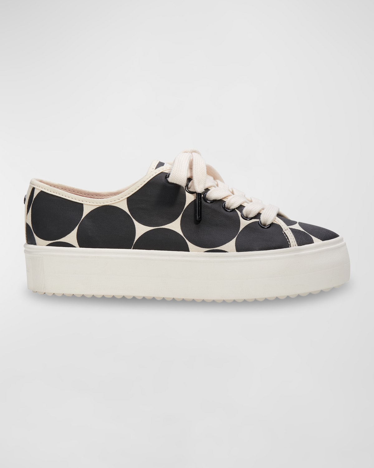Kate Spade Serve Printed Low-top Platform Sneakers In Black/cream Dot
