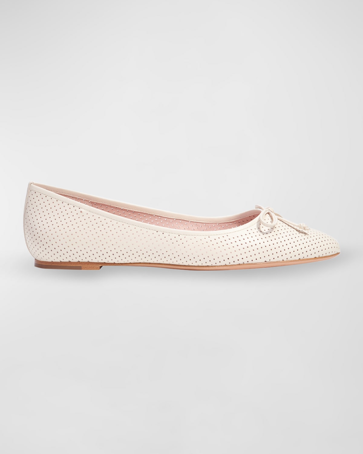 Kate Spade Veronica Bow Perforated Ballerina Flats In Parchment