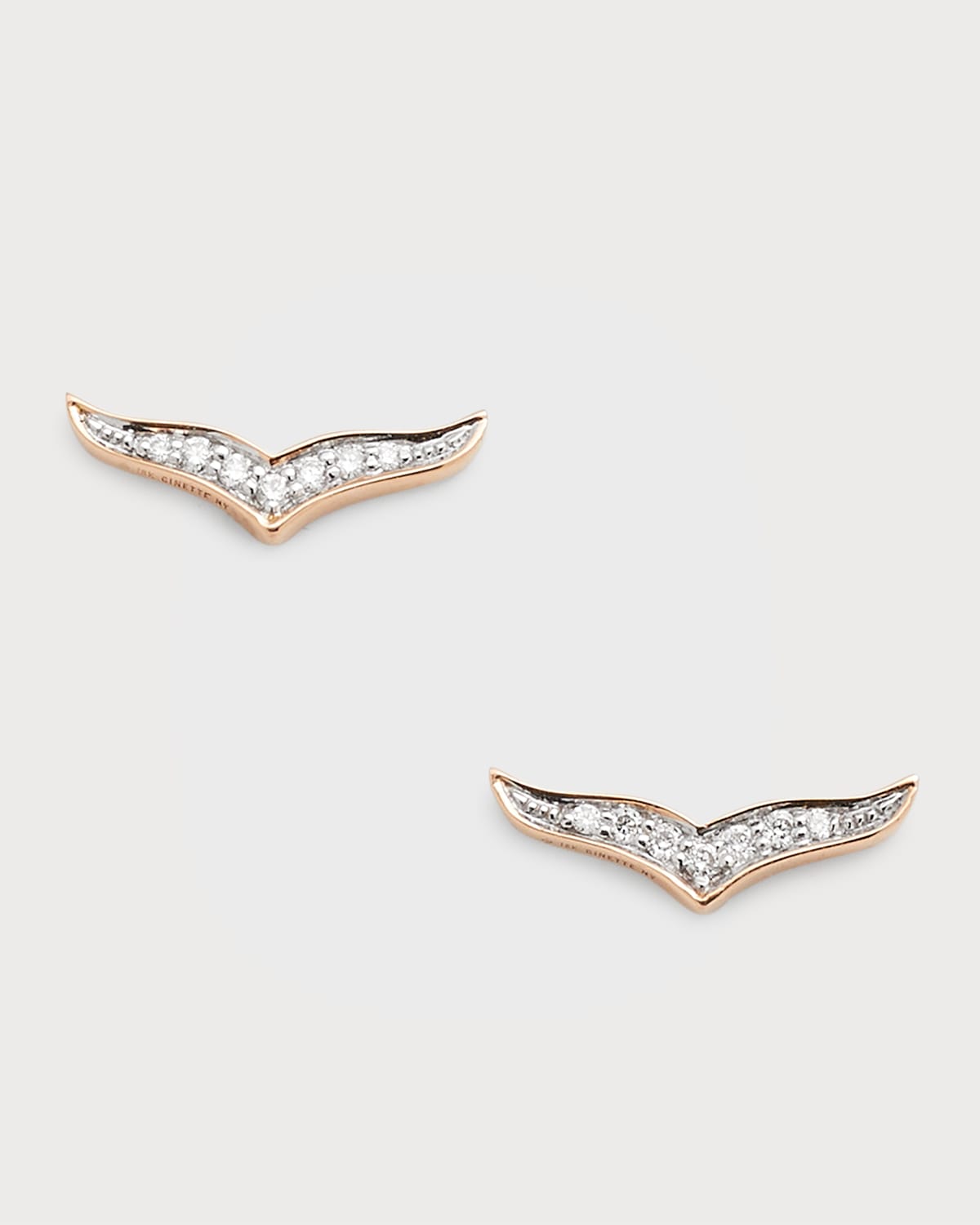 Ginette Ny 18k Rose Gold Diamond Wise Stud Earrings