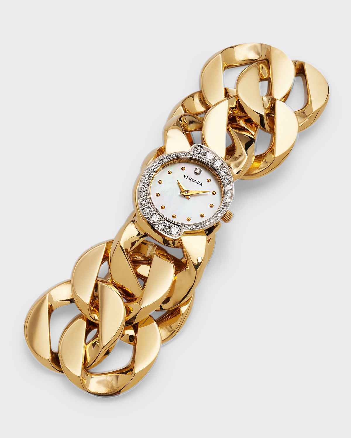 18k Yellow Gold Diamond Curb-Link Bracelet Watch