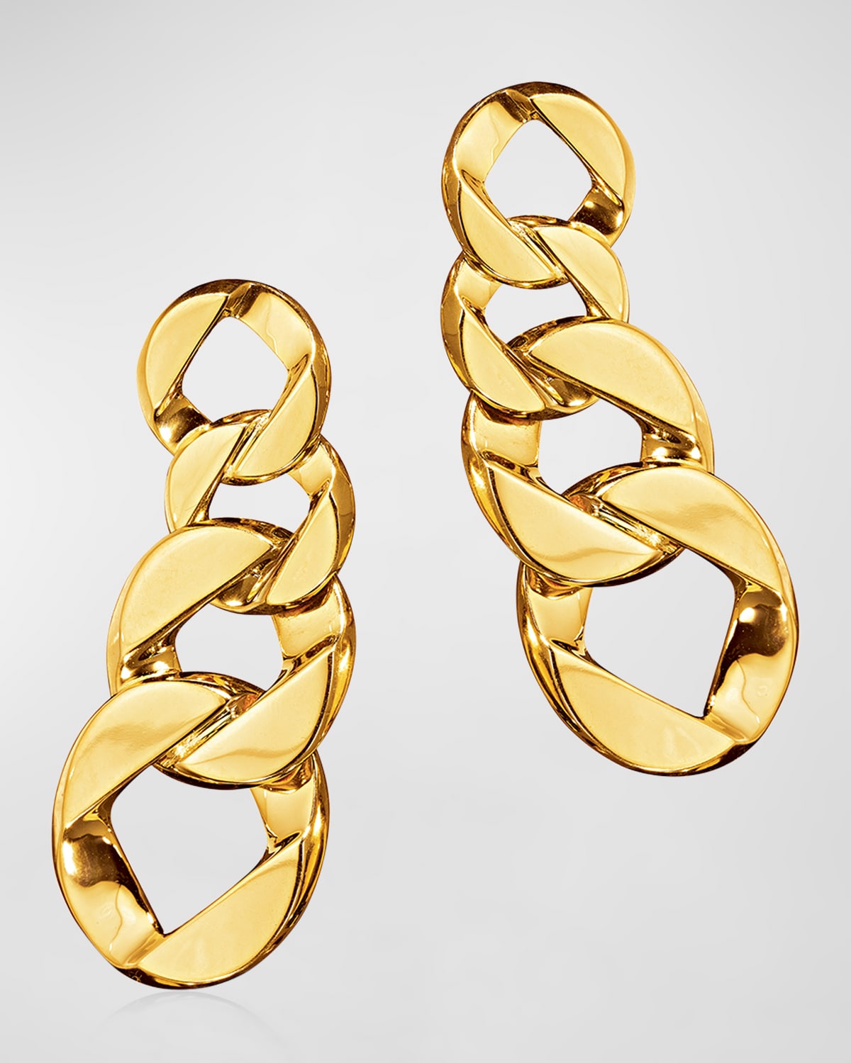 18k Yellow Gold Curb-Link Clip-On Drop Earrings