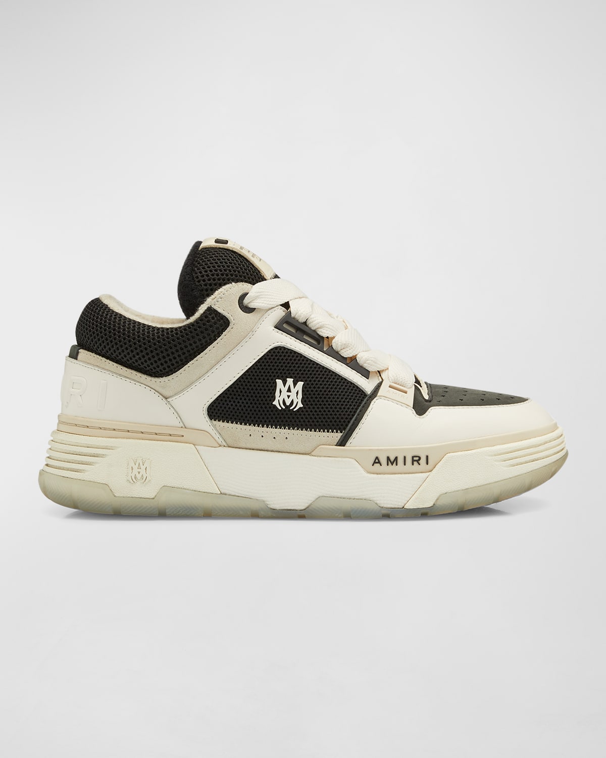 Amiri Ma-1 Leather And Mesh Sneakers In White Black