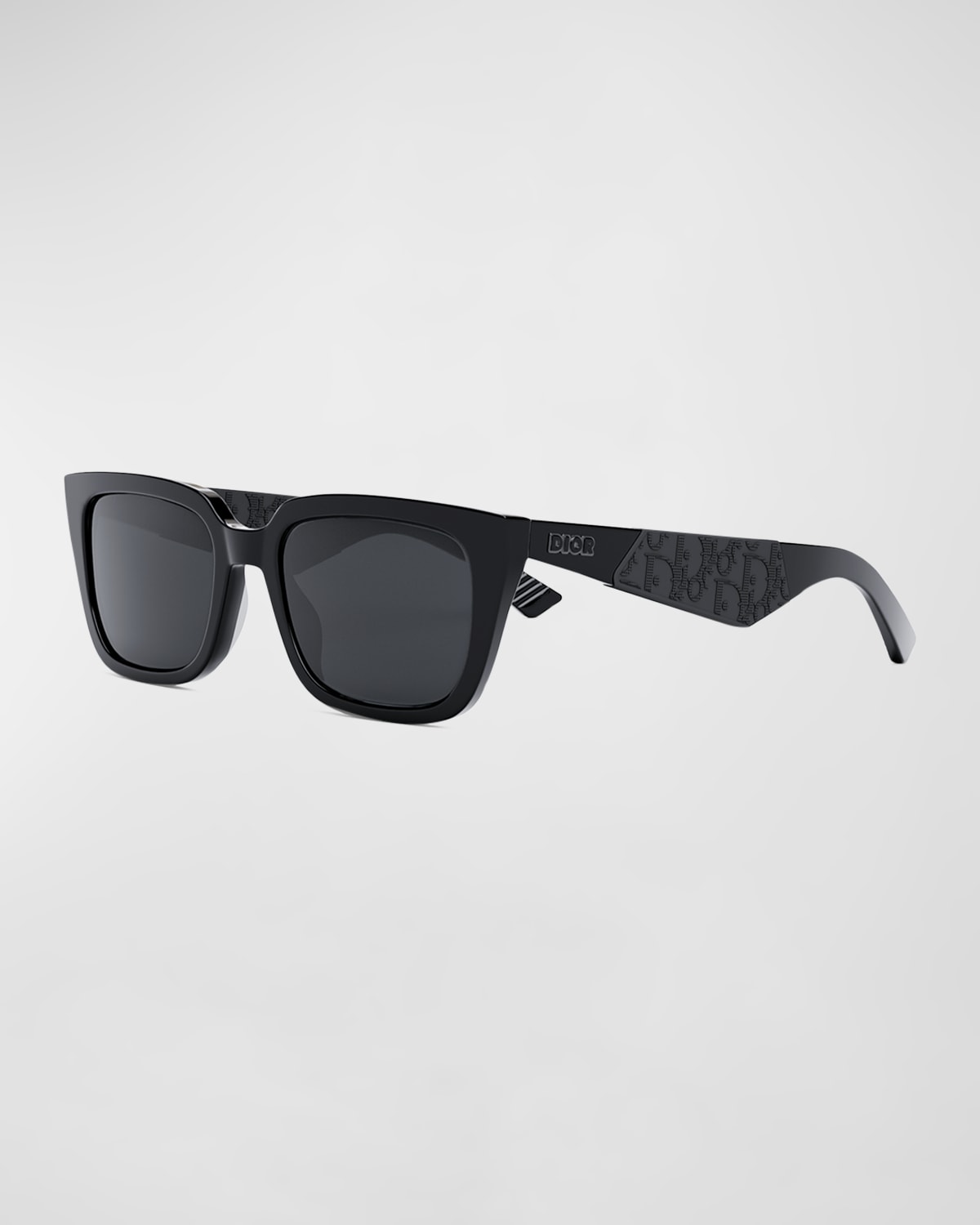 53mm Rectangular Sunglasses In Shiny Black Smoke