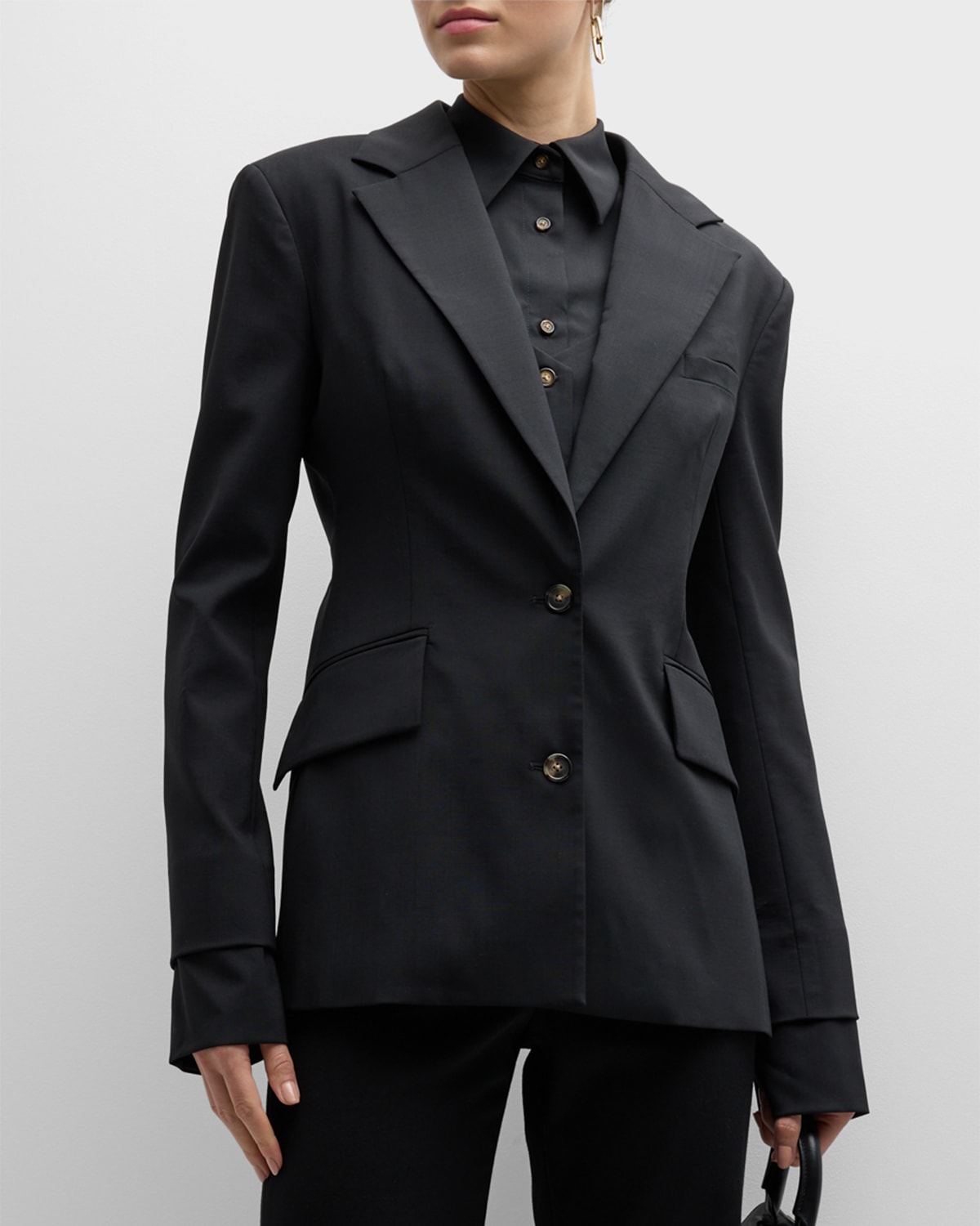 A.w.a.k.e. Tailored Jacket With Shirt Insert In Black