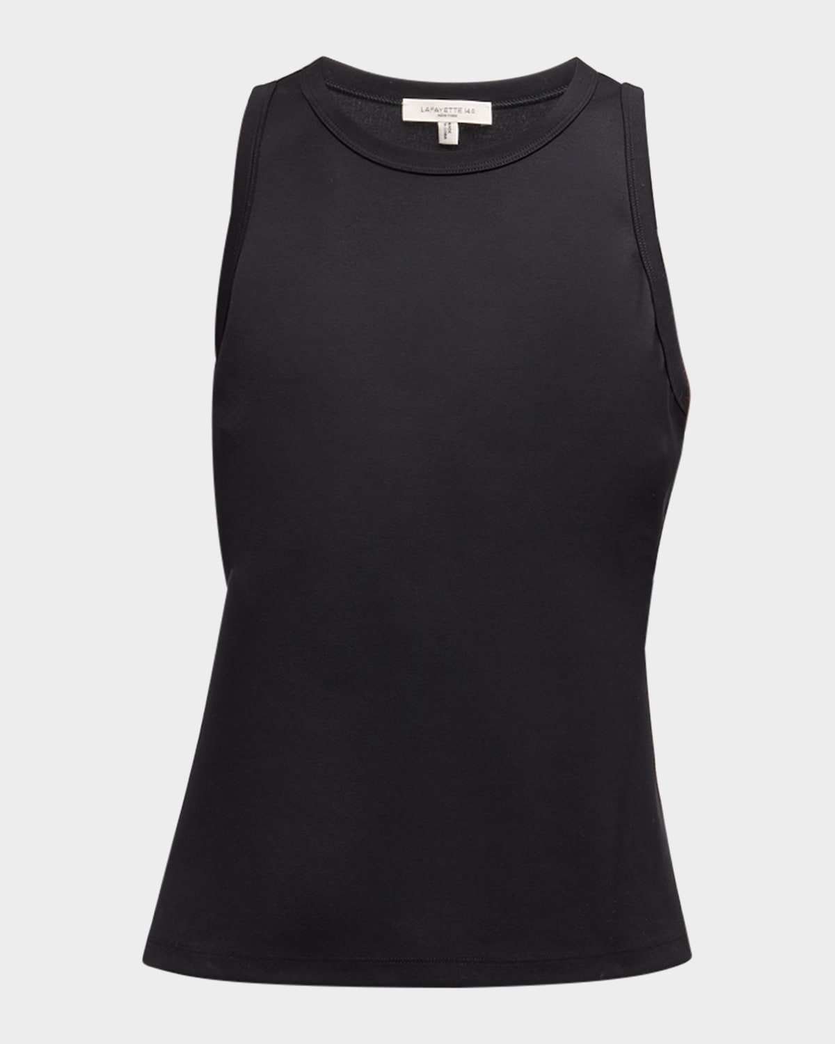 Shop Lafayette 148 Swiss Cotton Rib Racerback Tank In Black