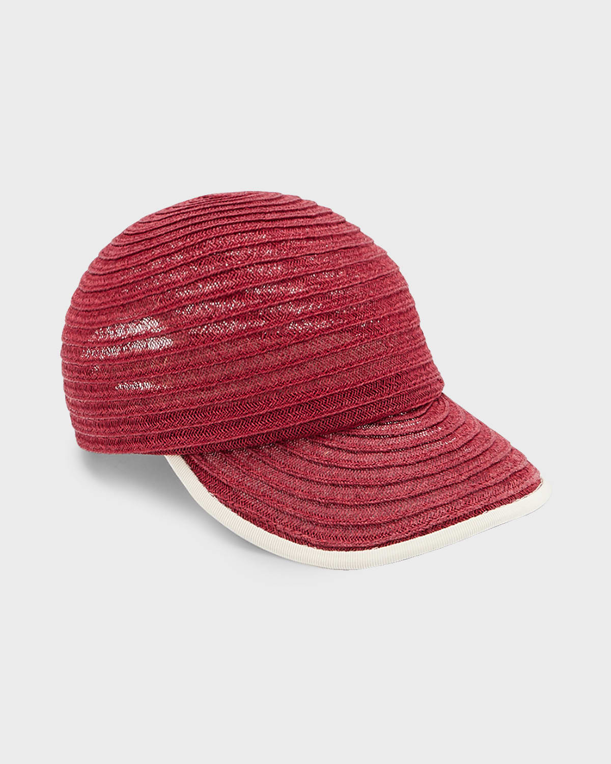 D'estree Raymond Straw Baseball Cap In Burgundy