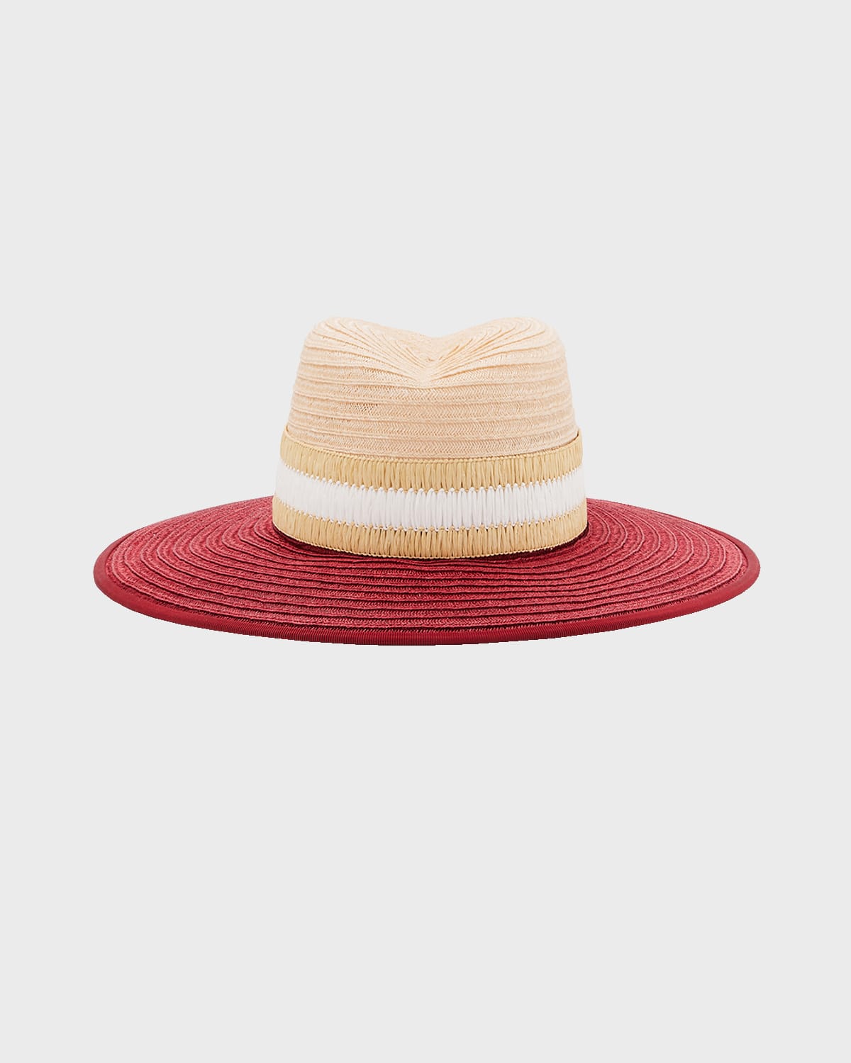 D'estree Cindy Two-tone Straw Fedora In Natural Cherry